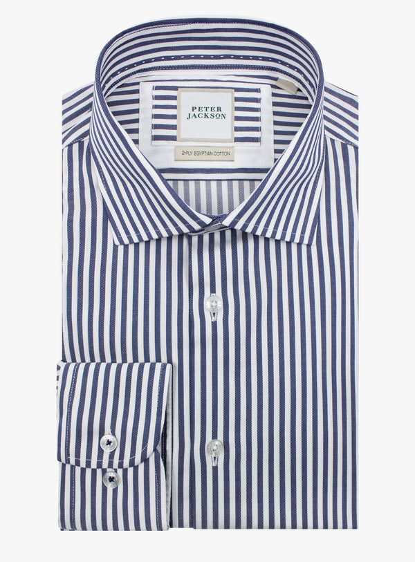 Milan Twill Navy Stripe Shirt