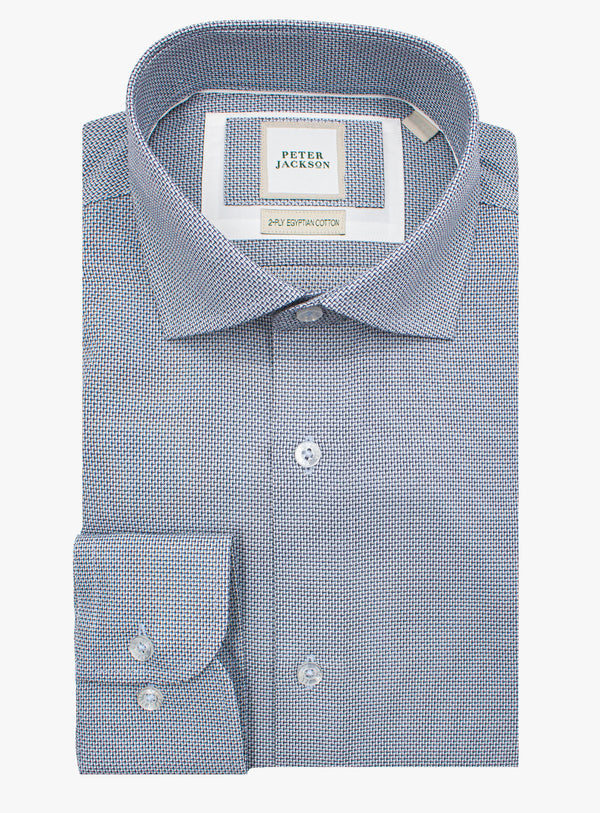 Milan Micro Jacquard Navy Shirt