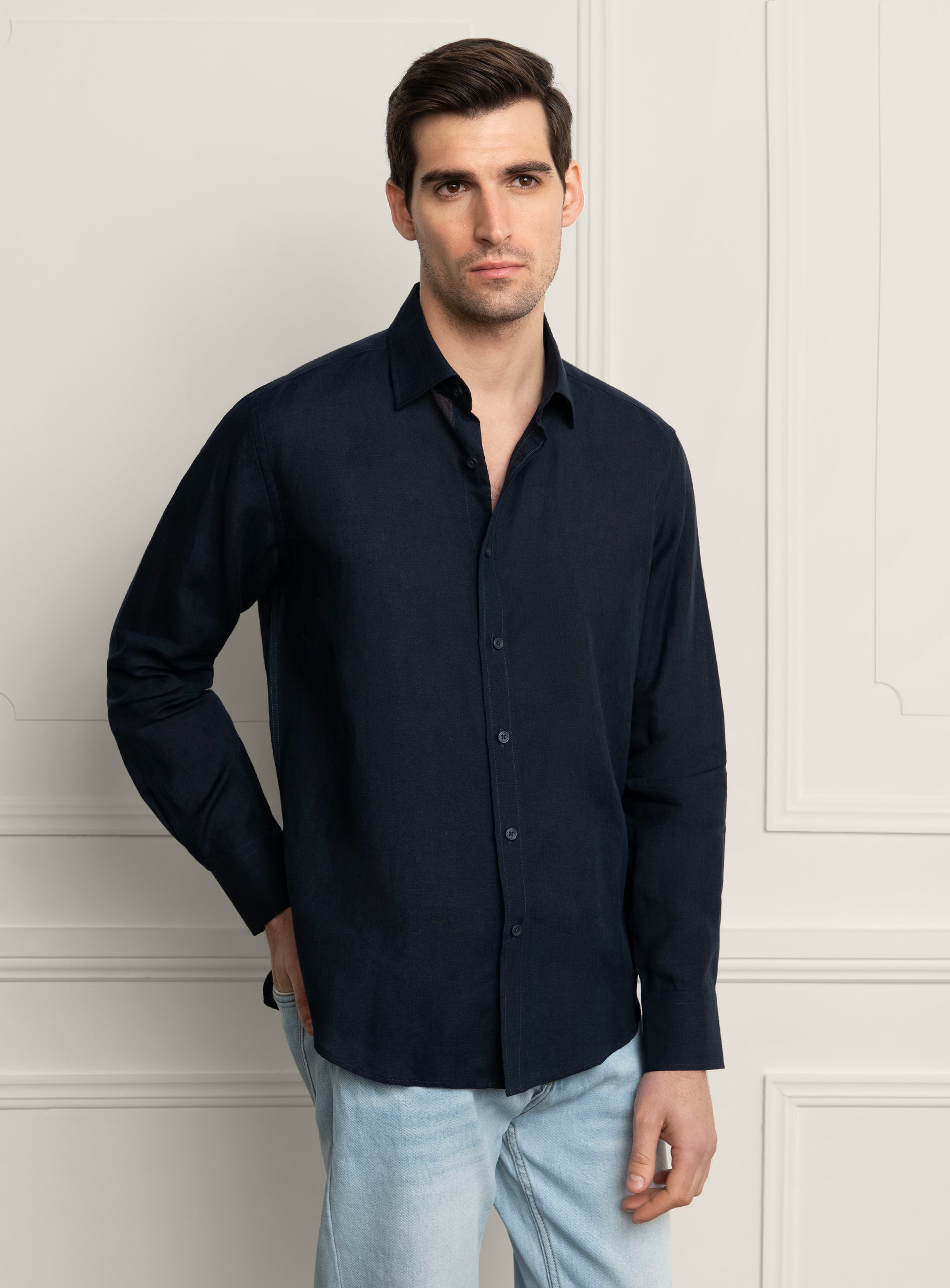 Amalfi Signature Navy Linen Shirt