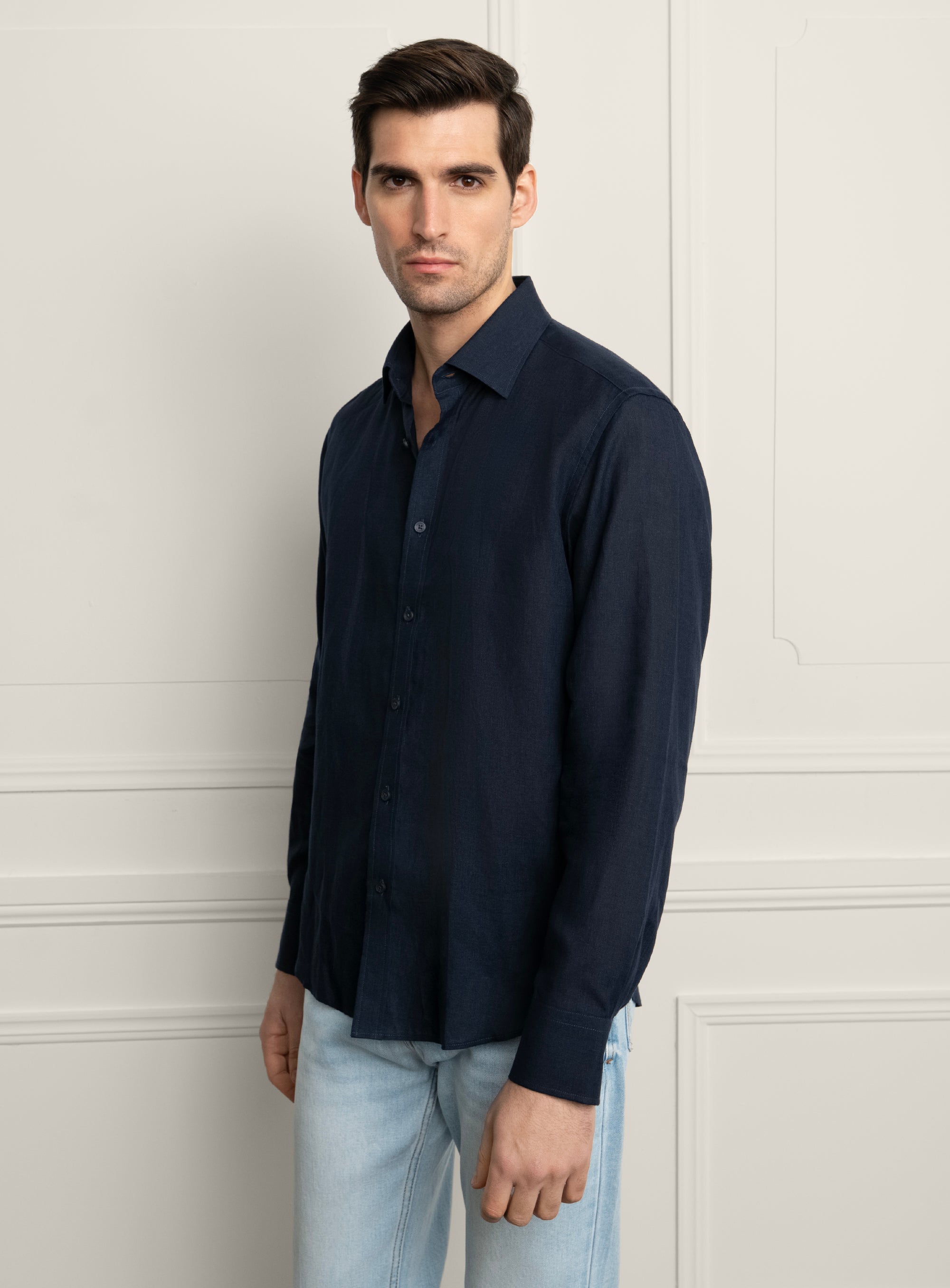 Amalfi Signature Navy Linen Shirt