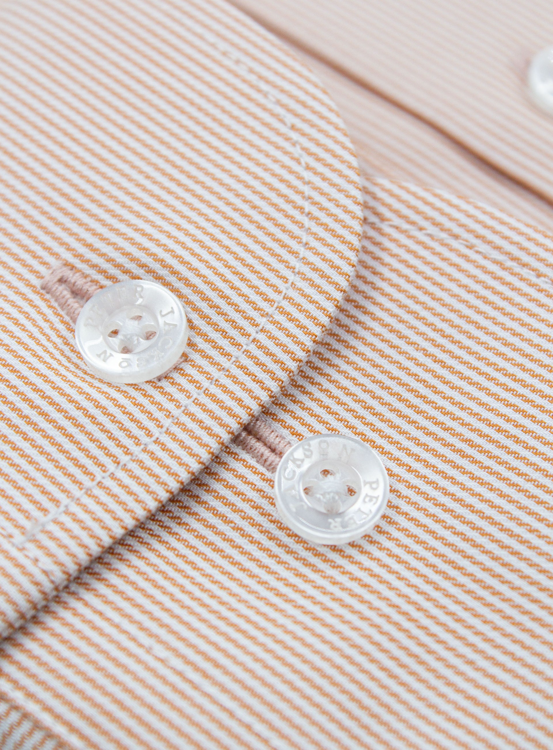 Close-up of the sleeve on the Milan Fine Stripe Orange Shirt
