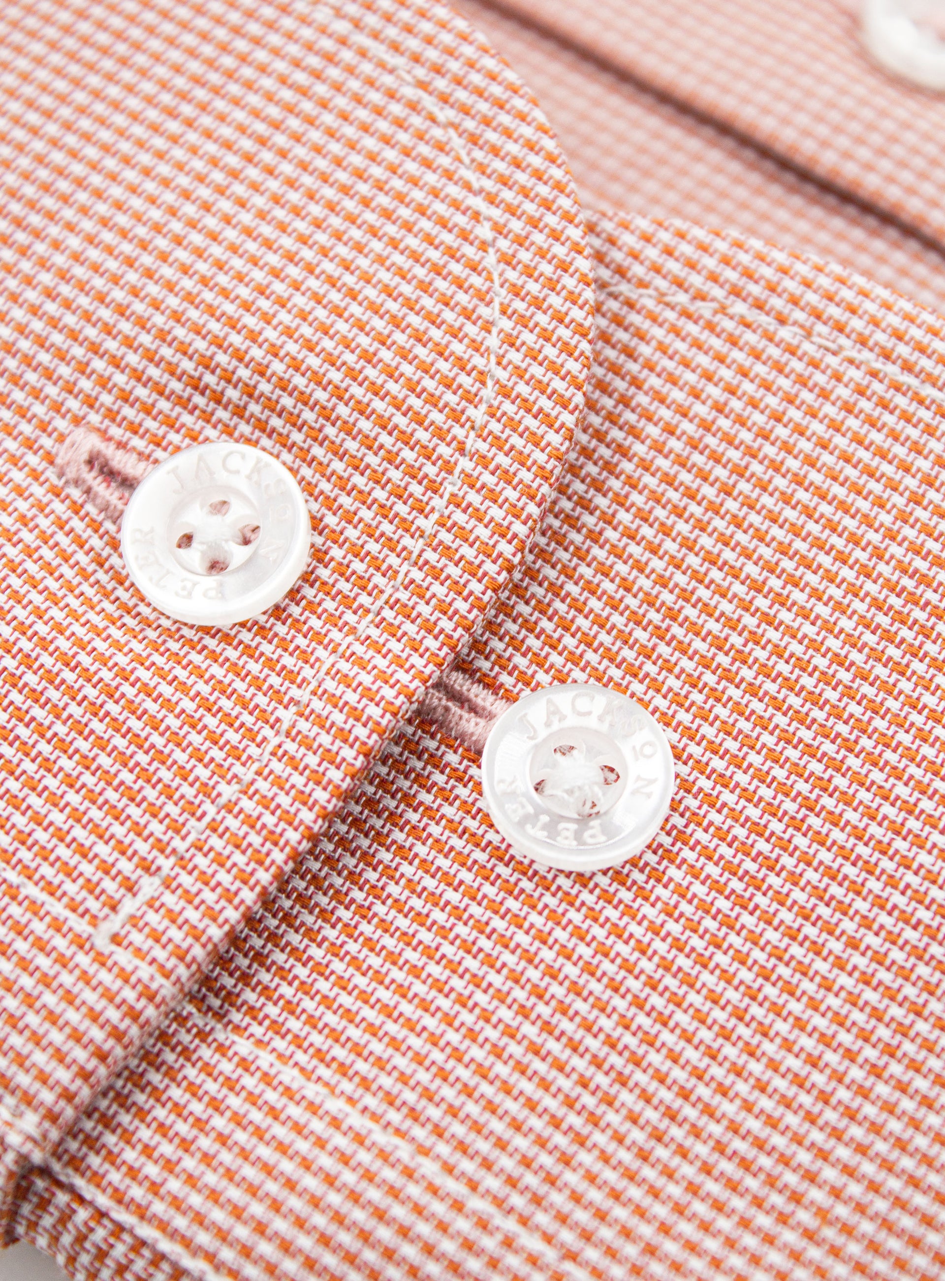 Close-up of the cuffs on the Milan Micro Orange Shirt