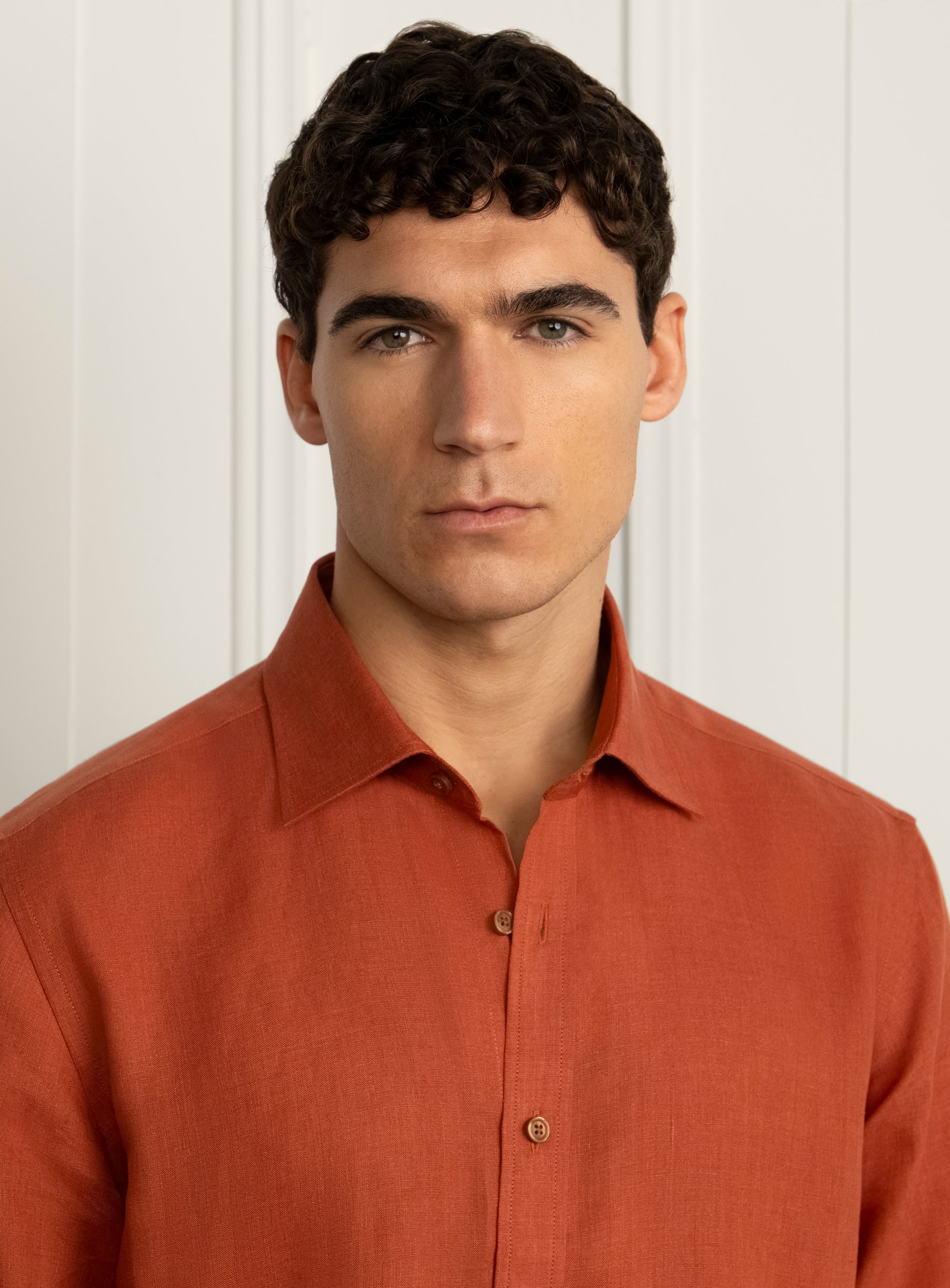 Amalfi Terracotta Orange Linen Shirt