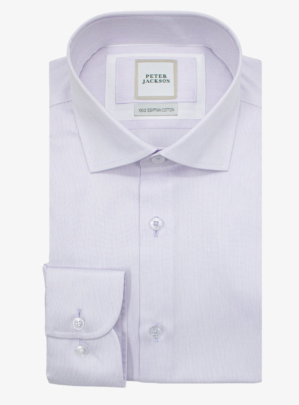 Light purple dress shirt with collar and Peter Jackson label on a white background