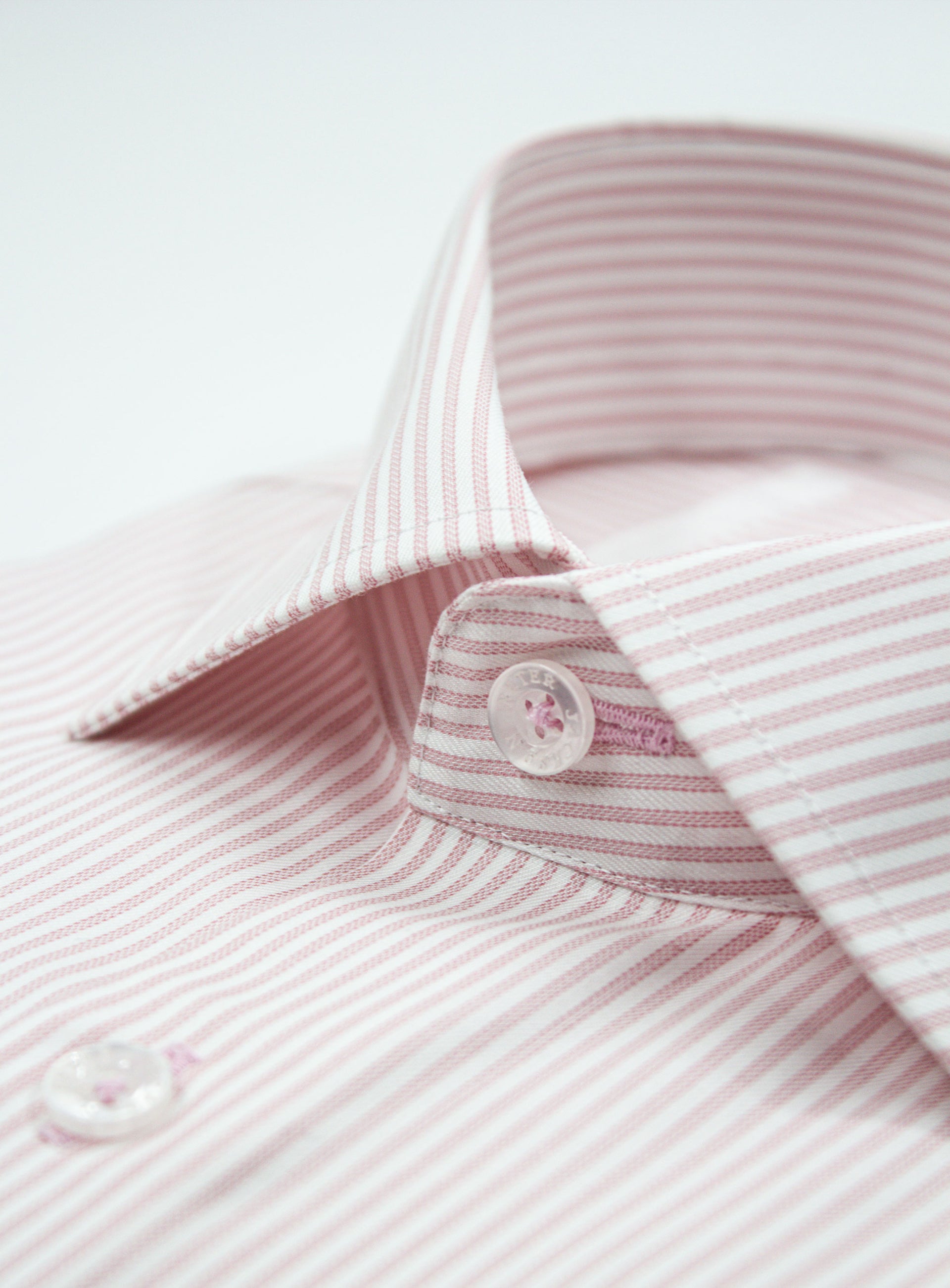 Close-up of the collar on the Milan Pink Stripe Shirt