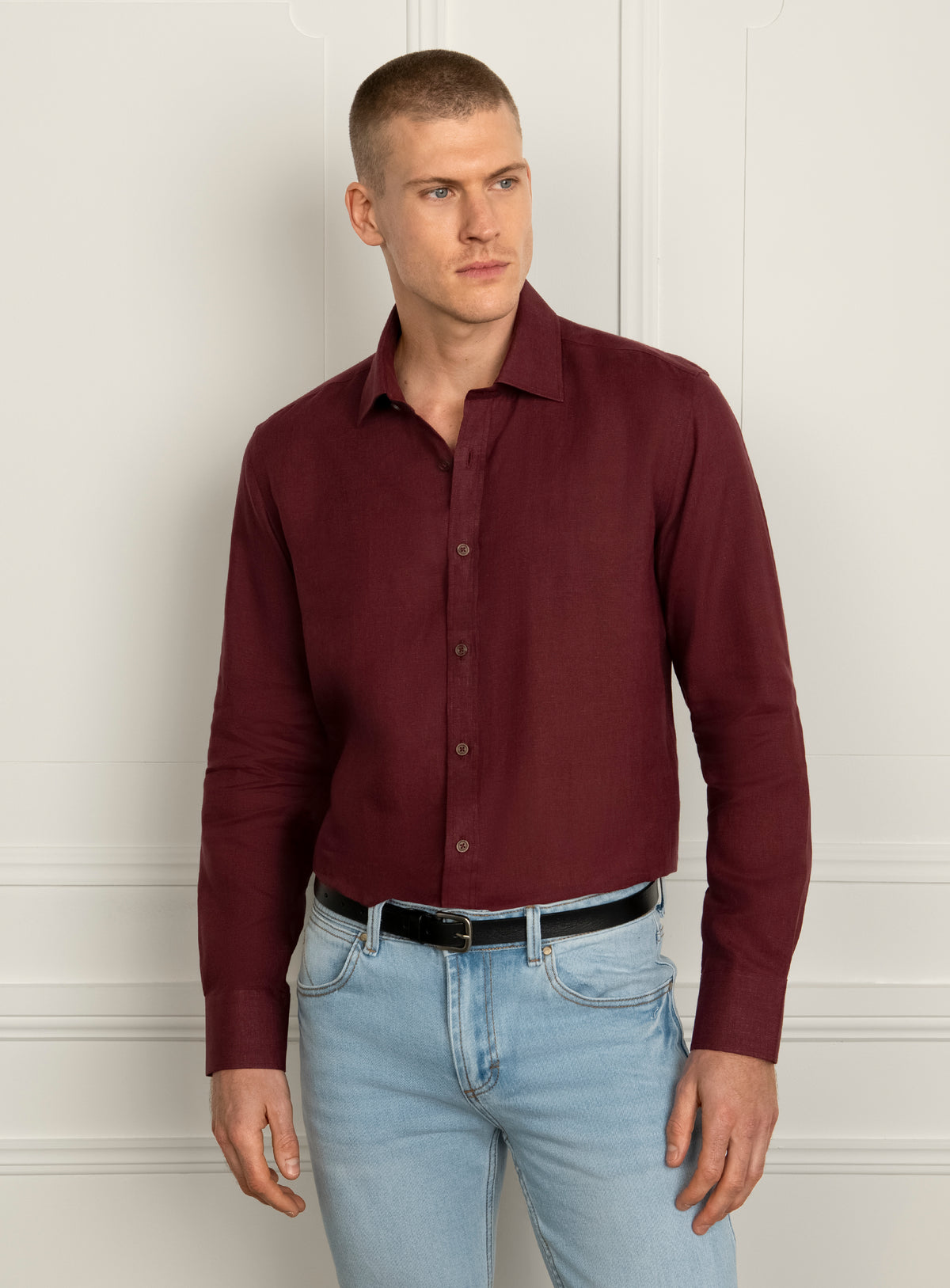 Amalfi Berry Red Linen Shirt
