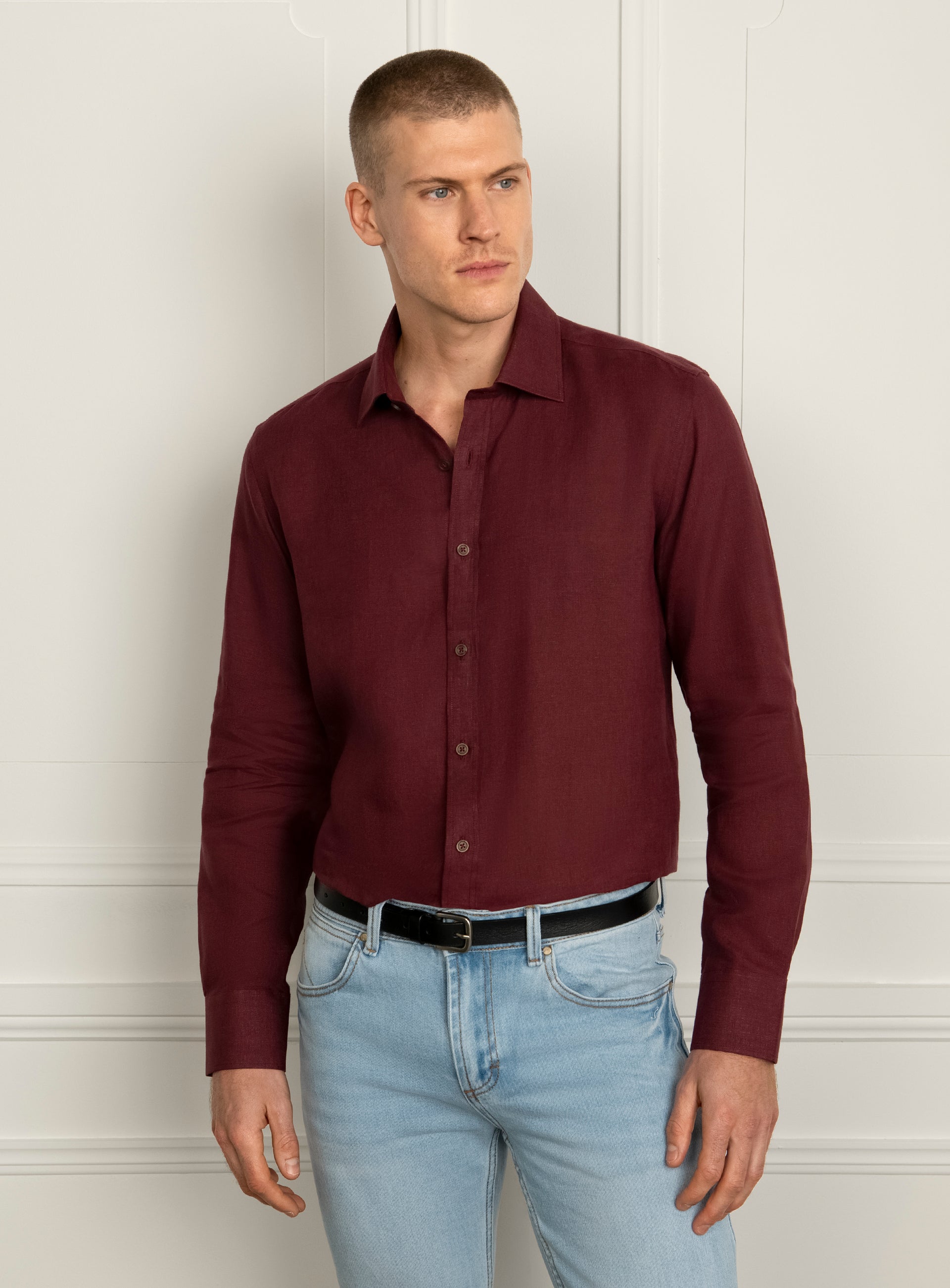 Amalfi Berry Red Linen Shirt