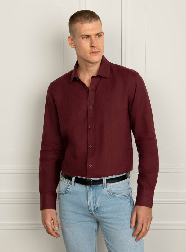 Amalfi Berry Red Linen Shirt