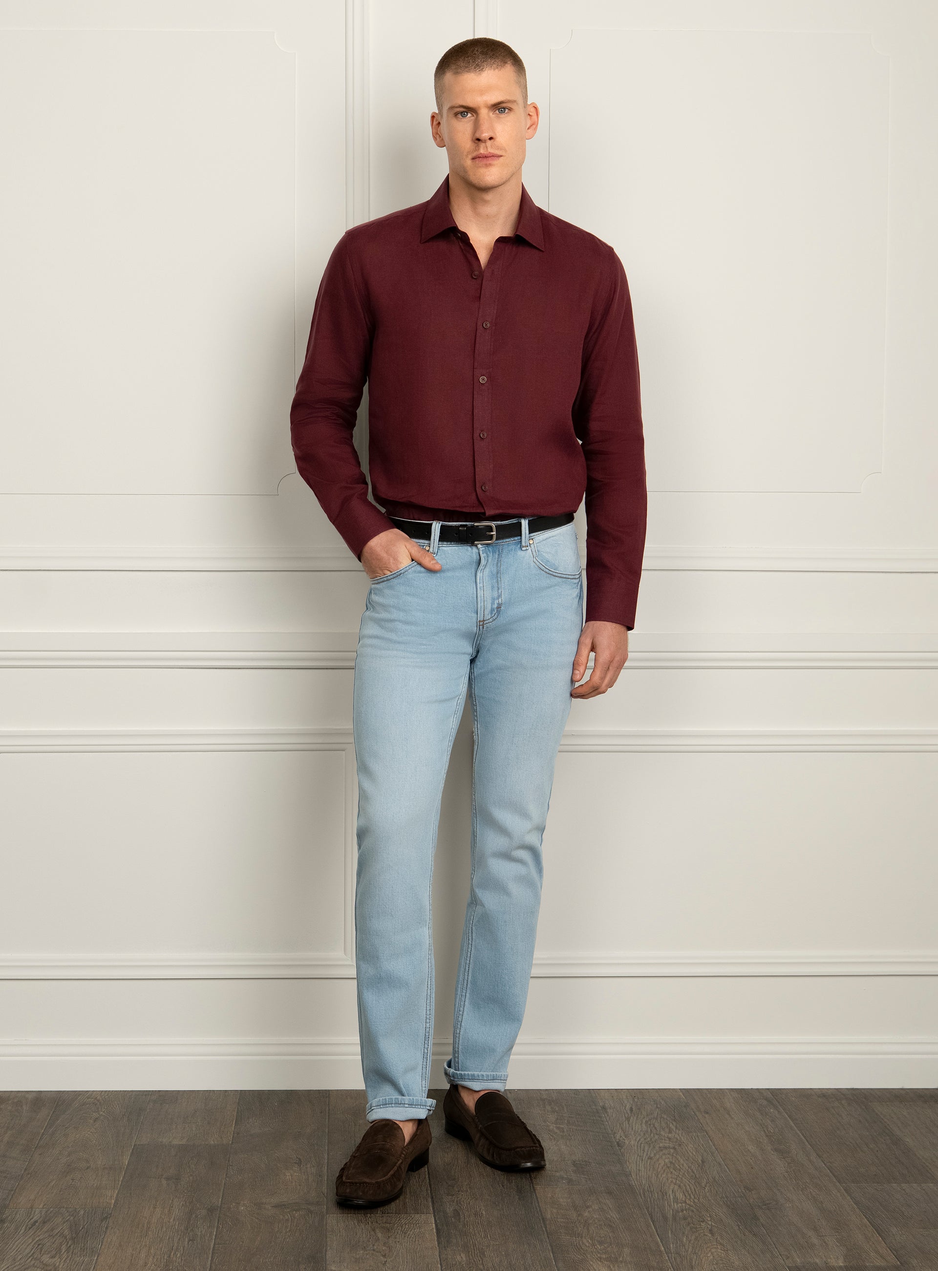 Amalfi Berry Red Linen Shirt