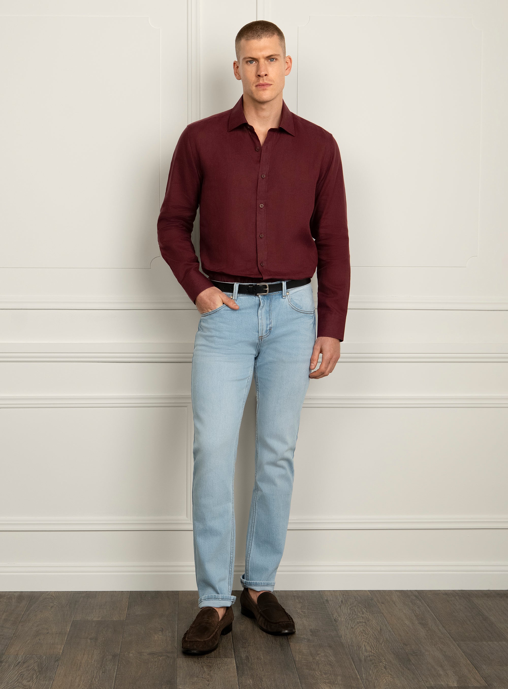 Amalfi Berry Red Linen Shirt