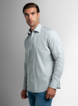 Piero Flannel Slim Fit Silver Shirt