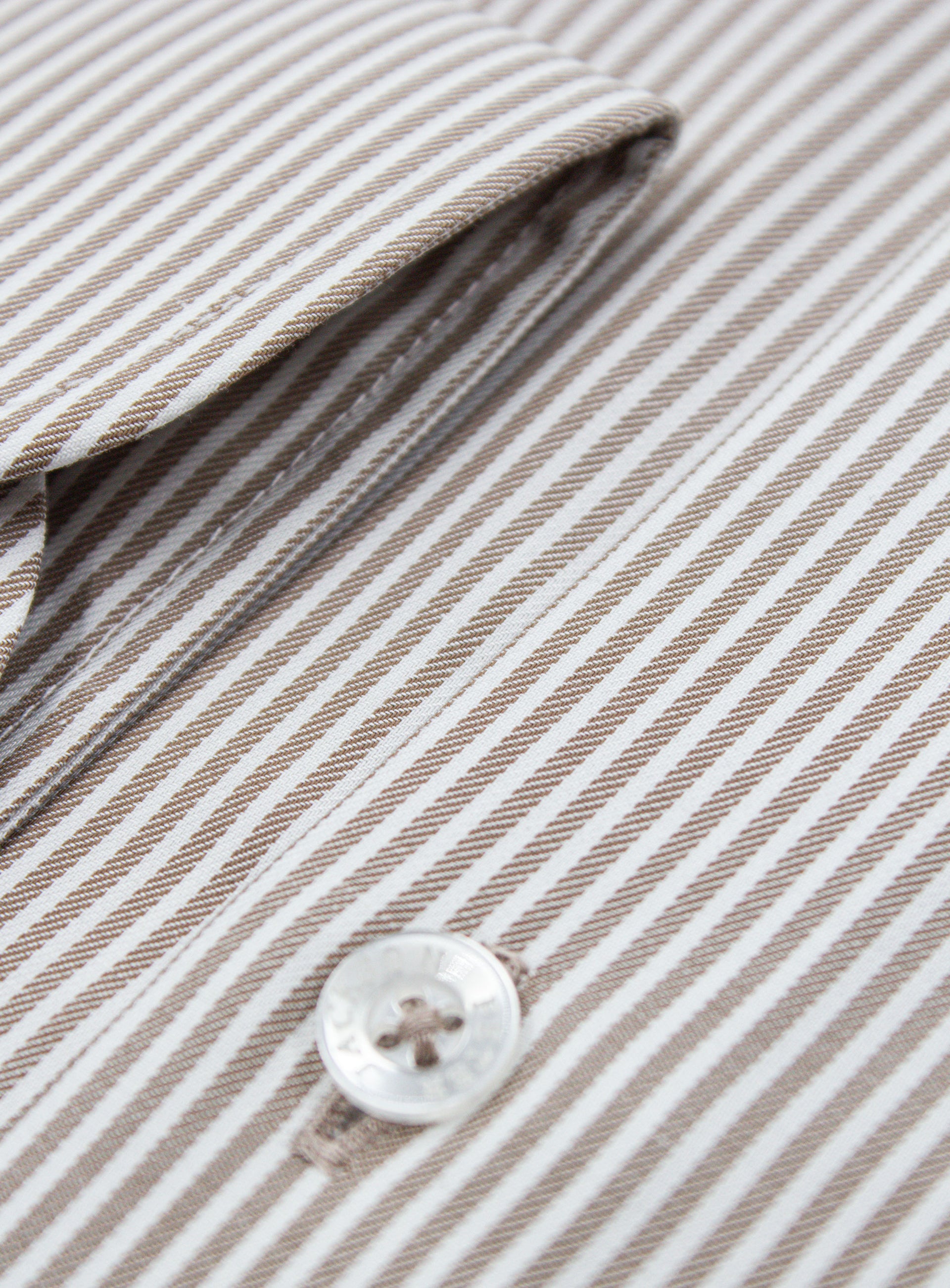 Close-up of the Florence Chocolate Brown Stripe Shirt