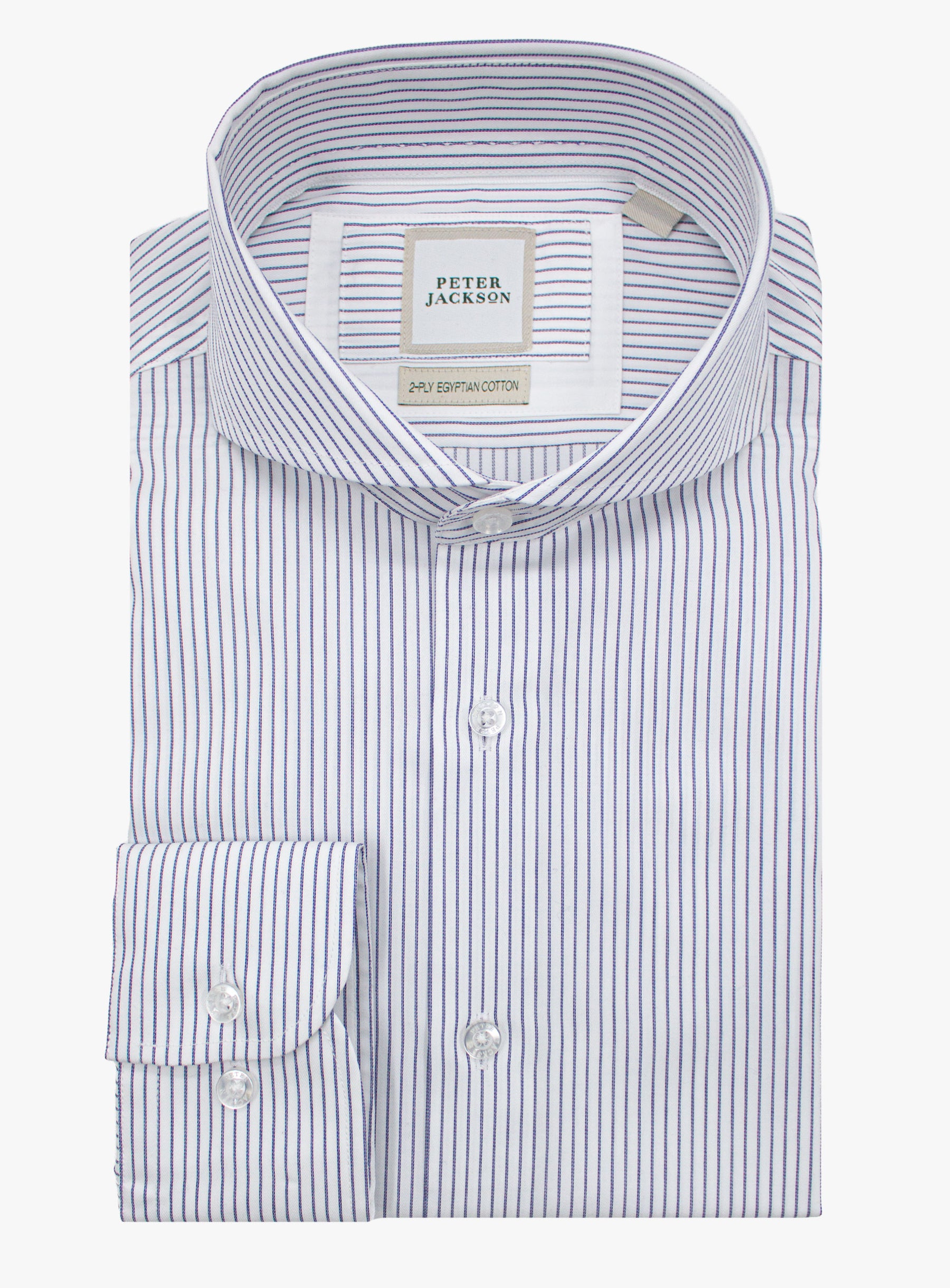 The Florence Navy Fine Stripe White Shirt