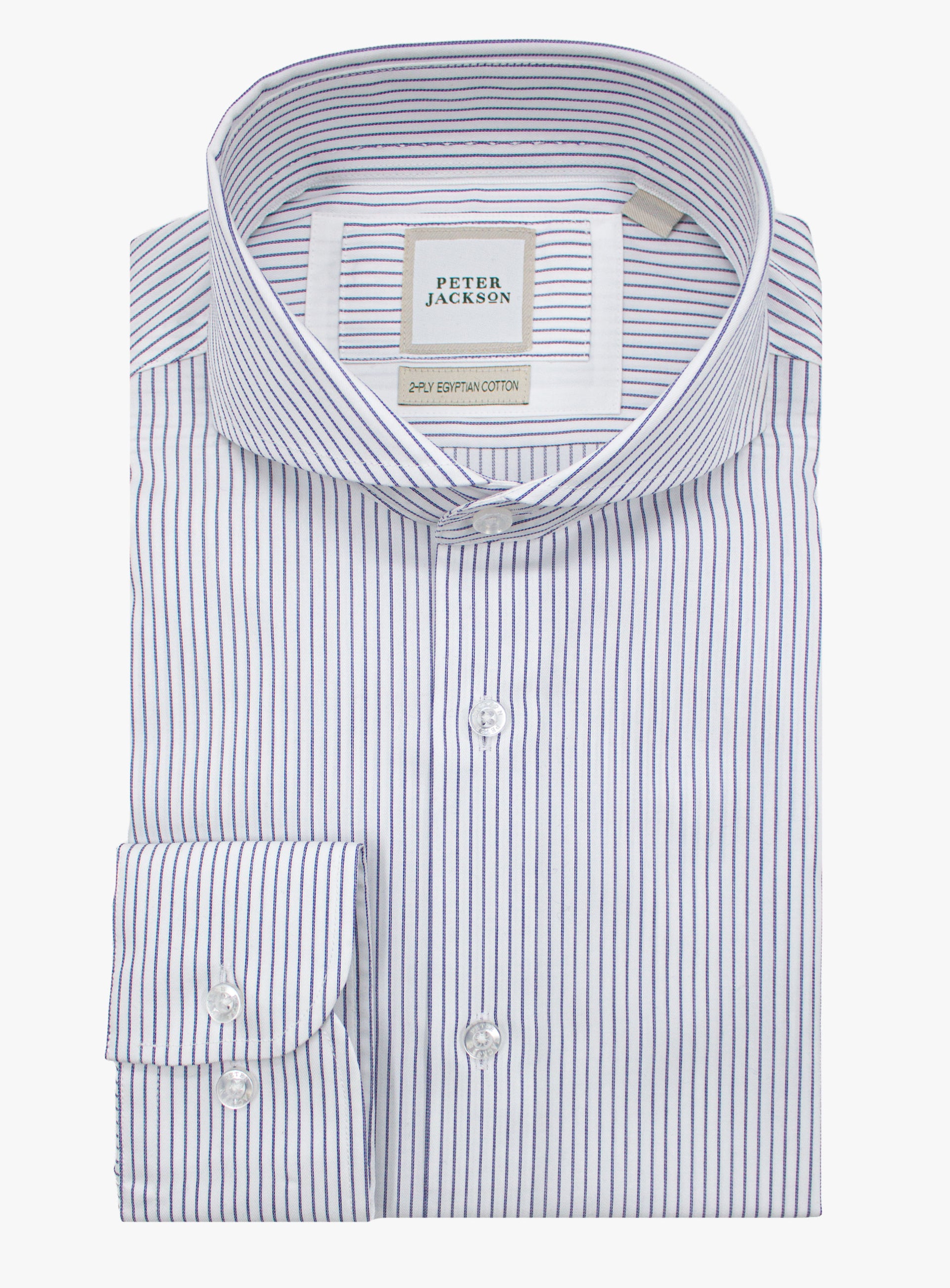 The Florence Navy Fine Stripe White Shirt