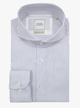Florence Navy Fine Stripe White Shirt