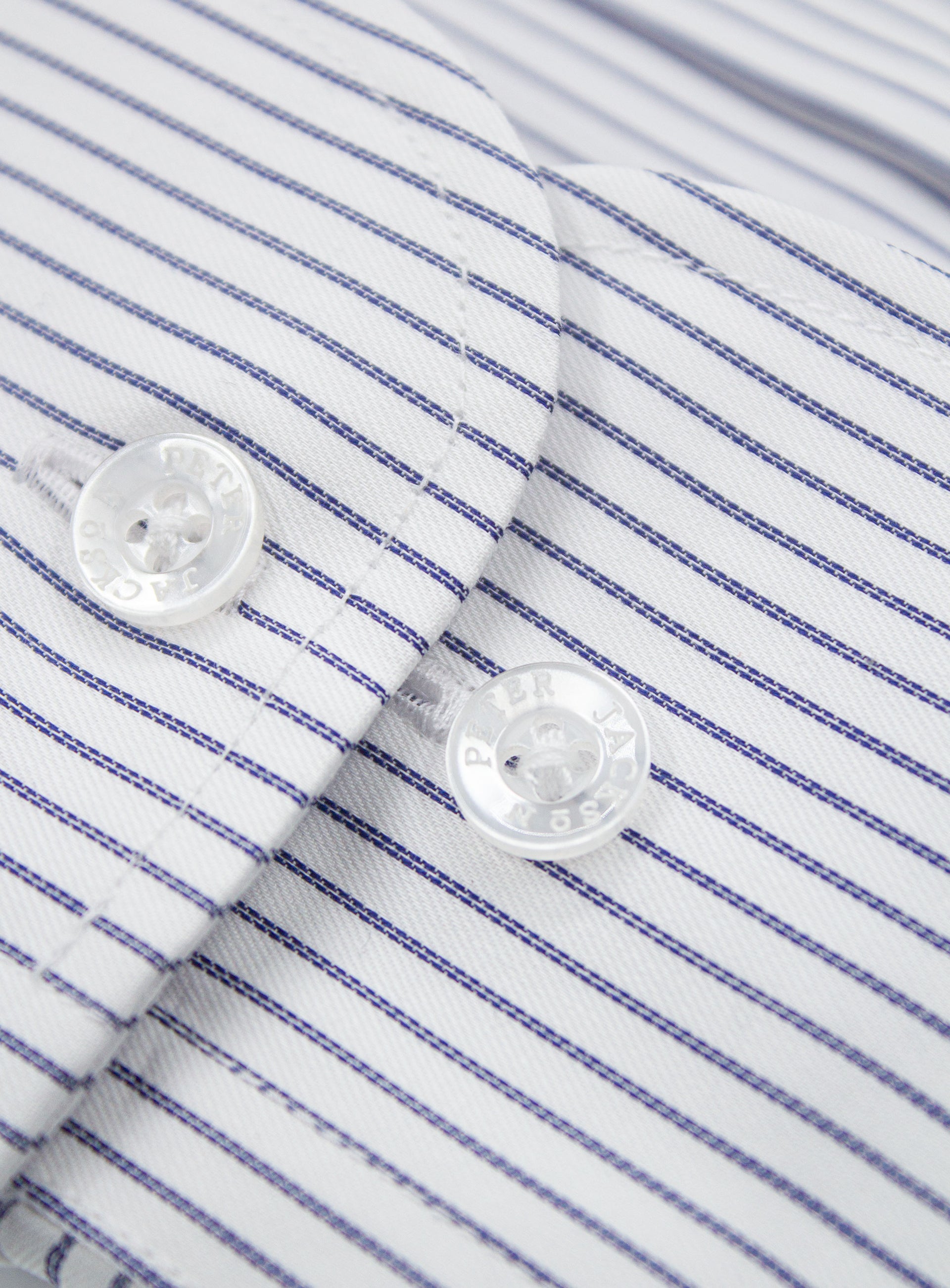 Close-up of the cuffs on the Florence Navy Fine Stripe White Shirt