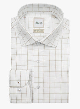 Milan Twill Brown Mid-Check White Shirt