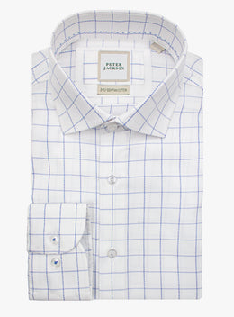 Milan Twill Navy Mid-Check White Shirt