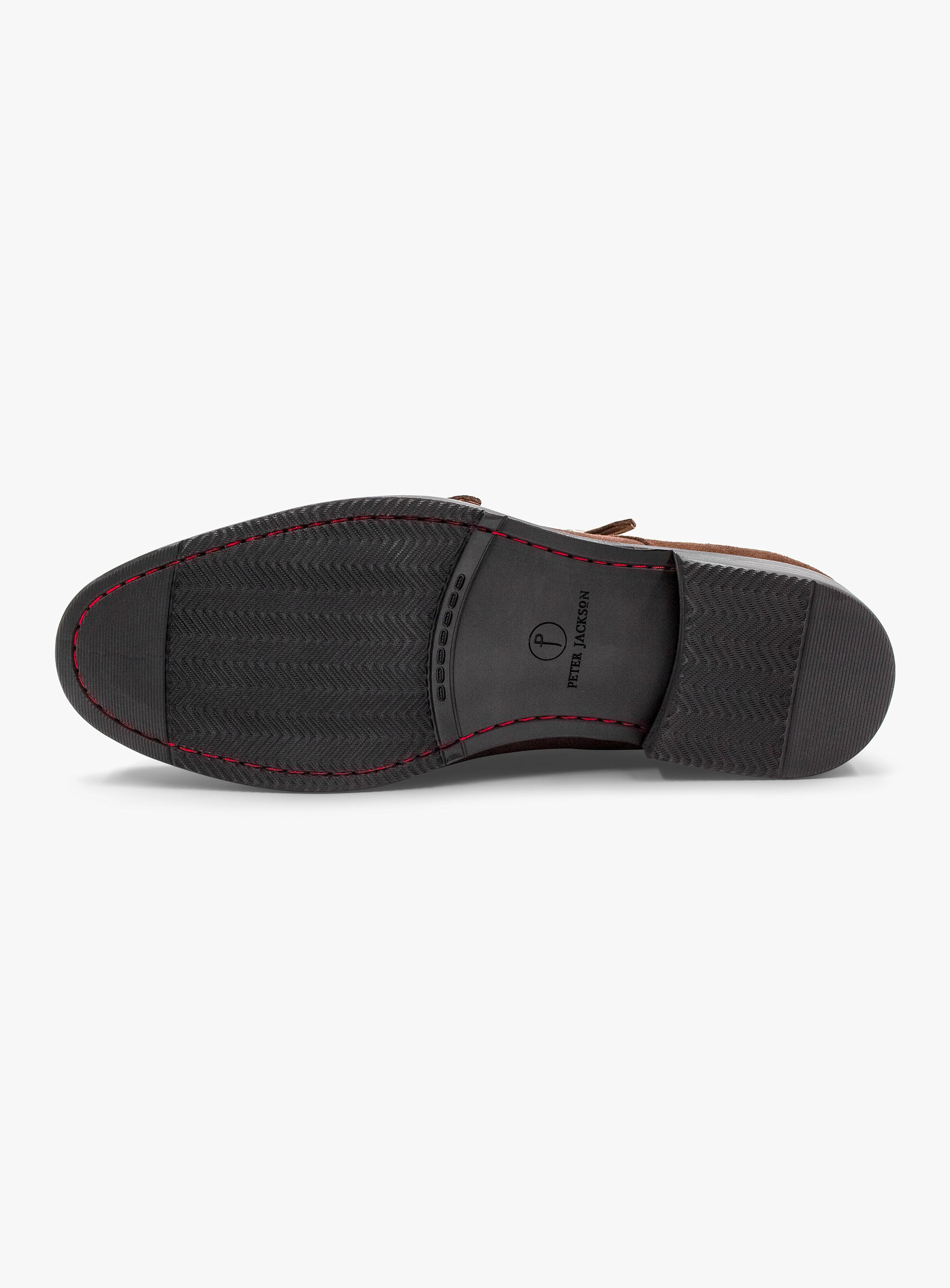 The soles of the Albinoni Suede Double Monk Brown Loafer