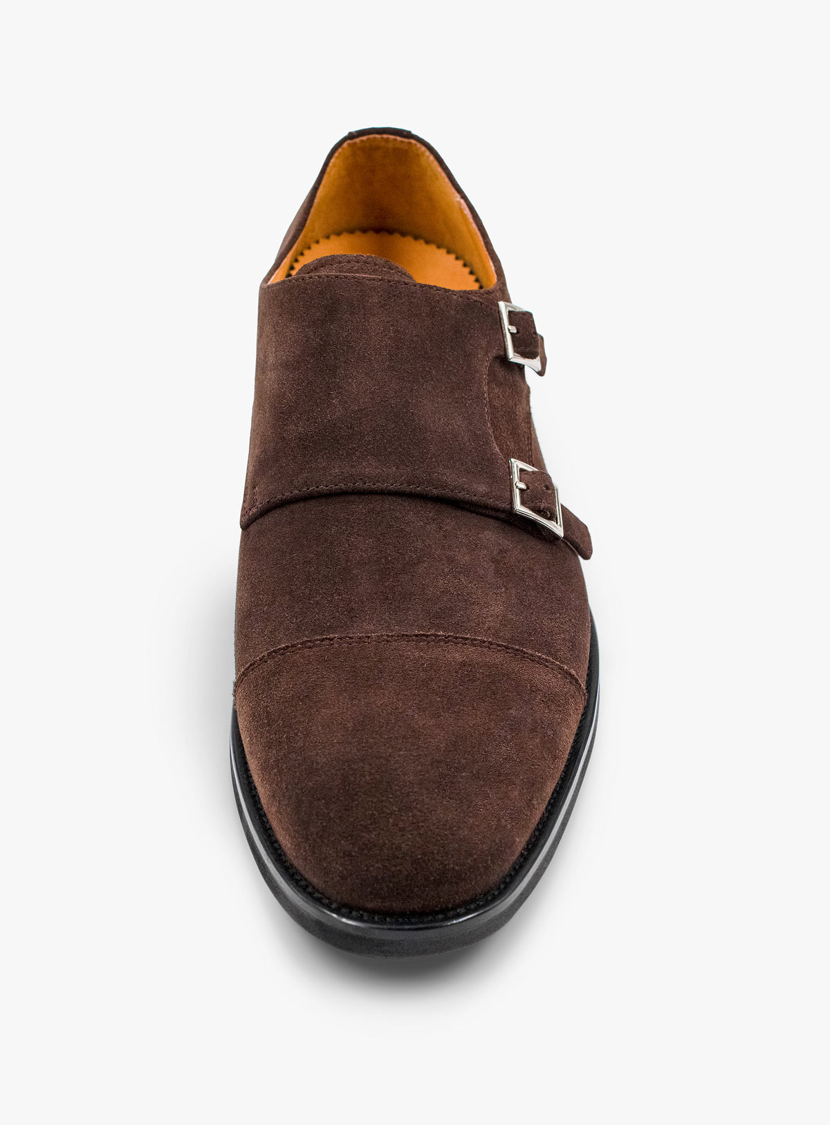 The front of the Albinoni Suede Double Monk Brown Loafer