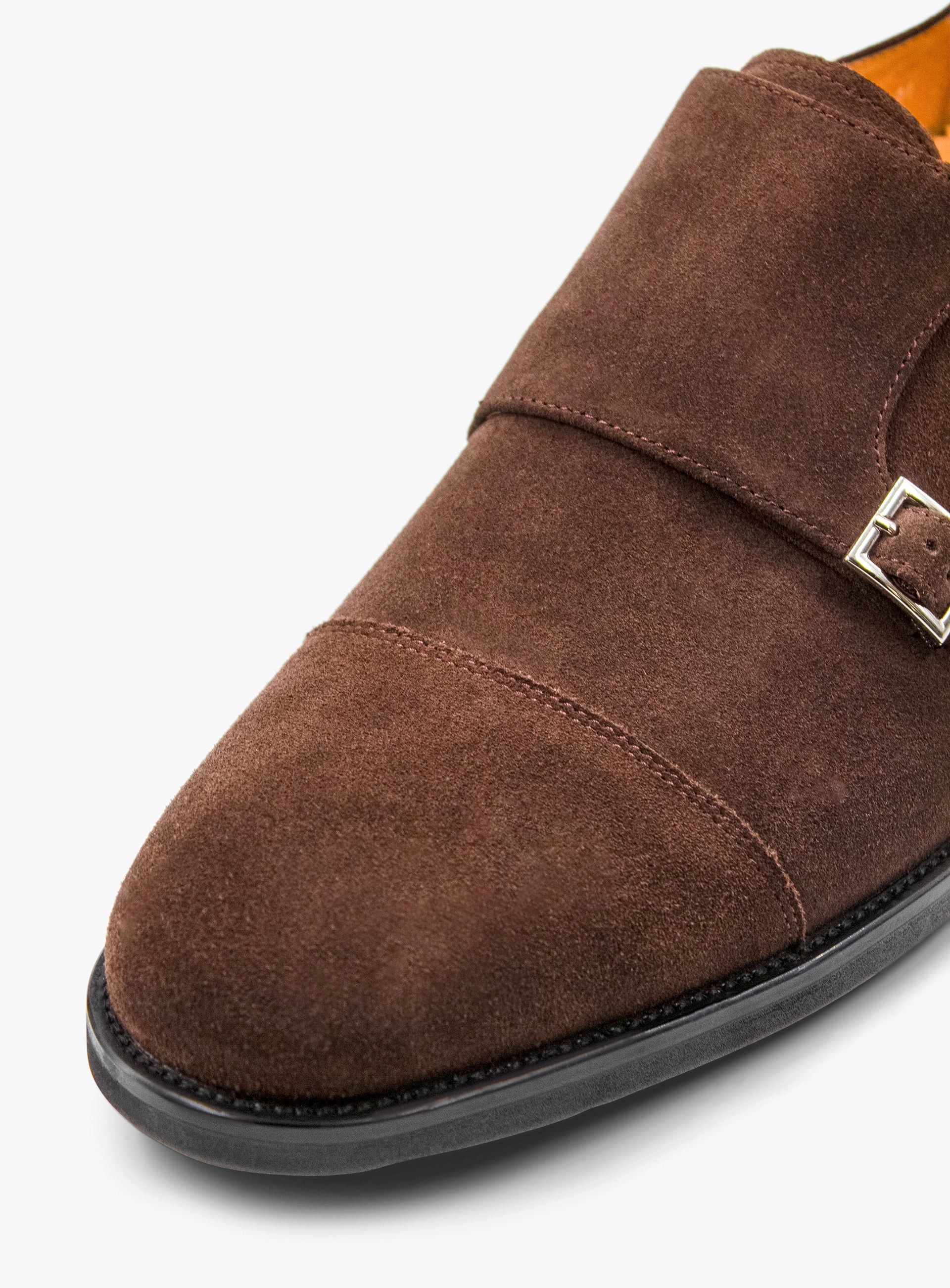 Close-up of the Albinoni Suede Double Monk Brown Loafer