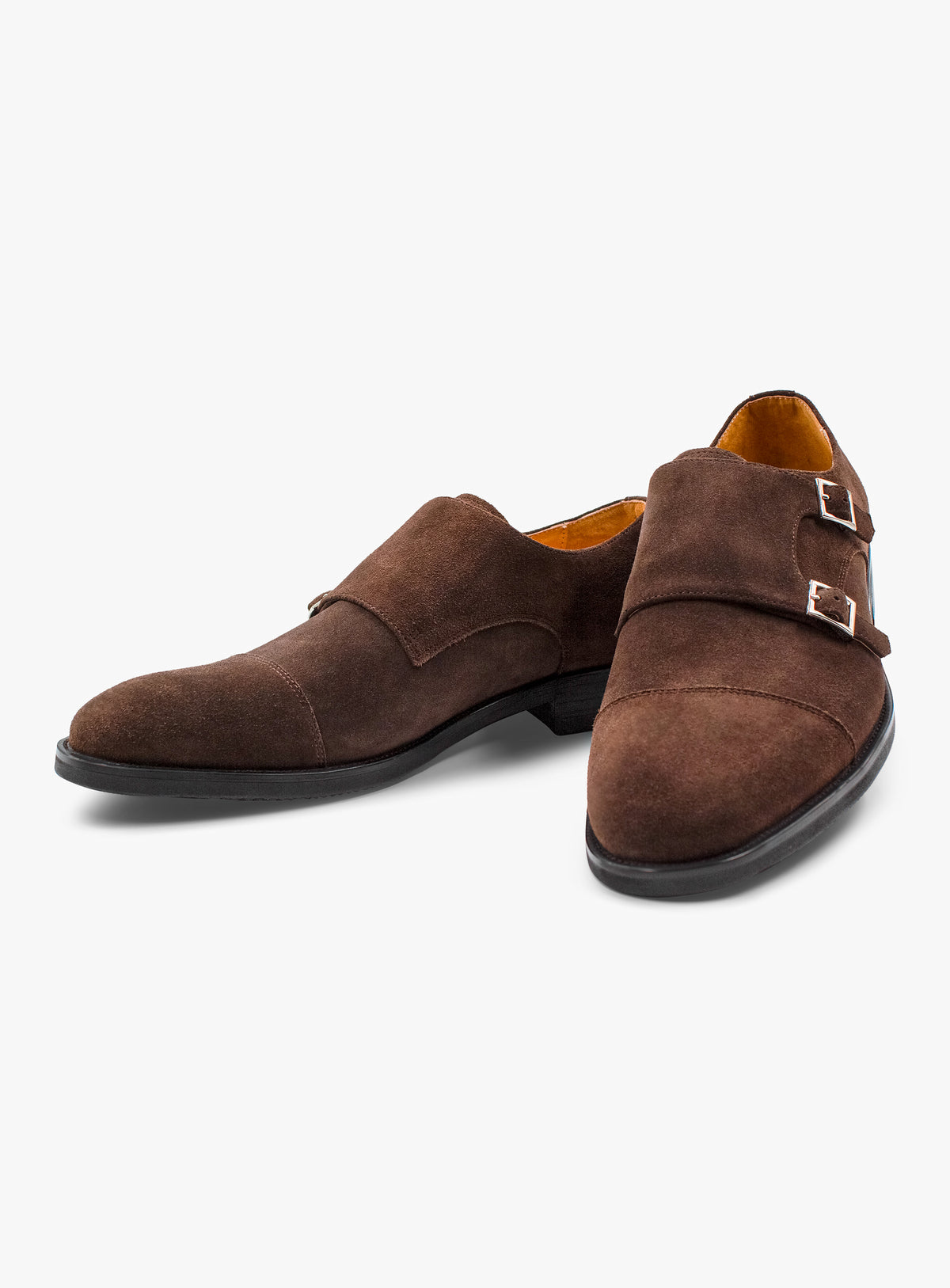 A pair of Albinoni Suede Double Monk Brown Loafers