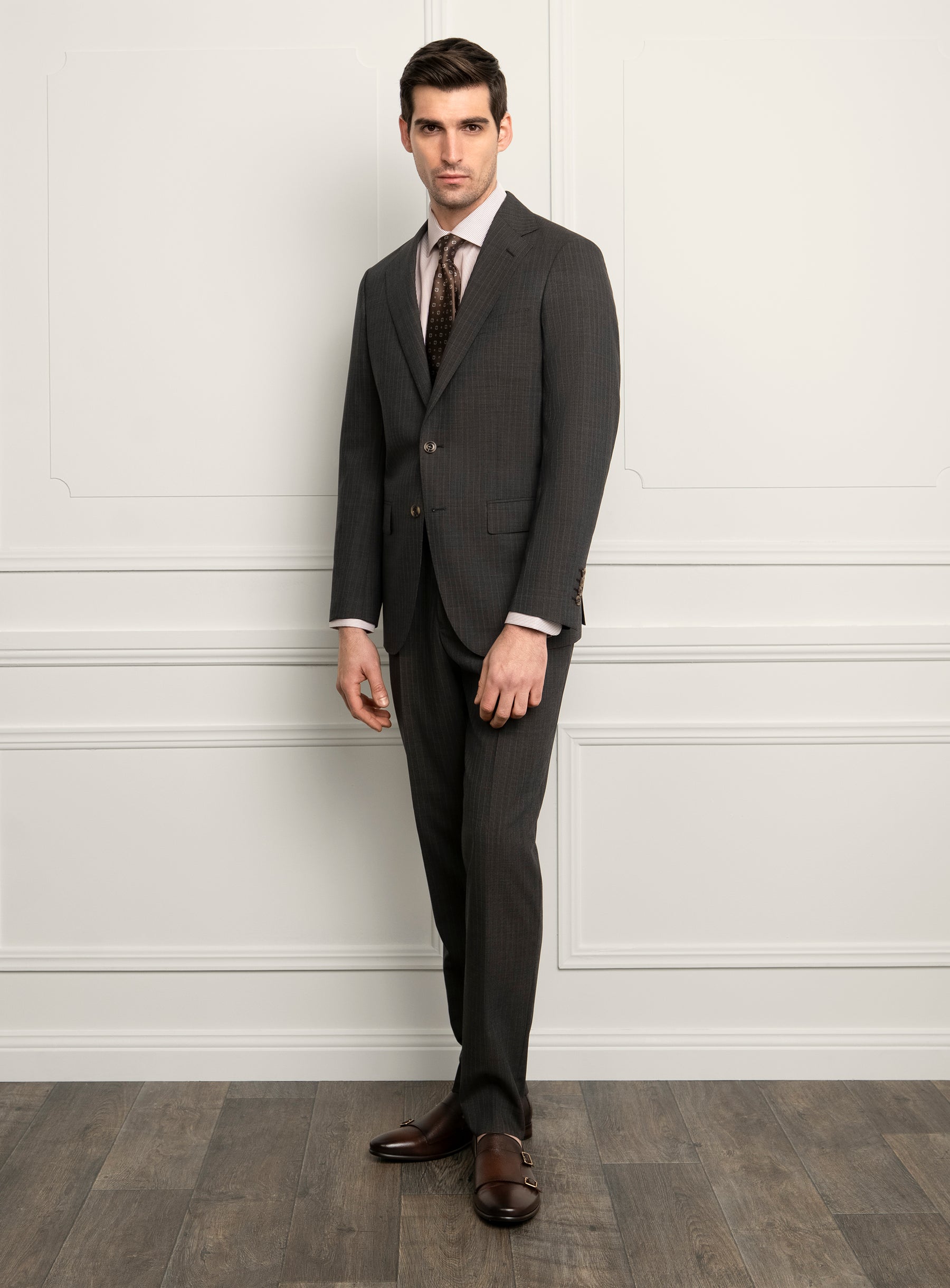 Ezio Chocolate Brown Pinstripe Suit