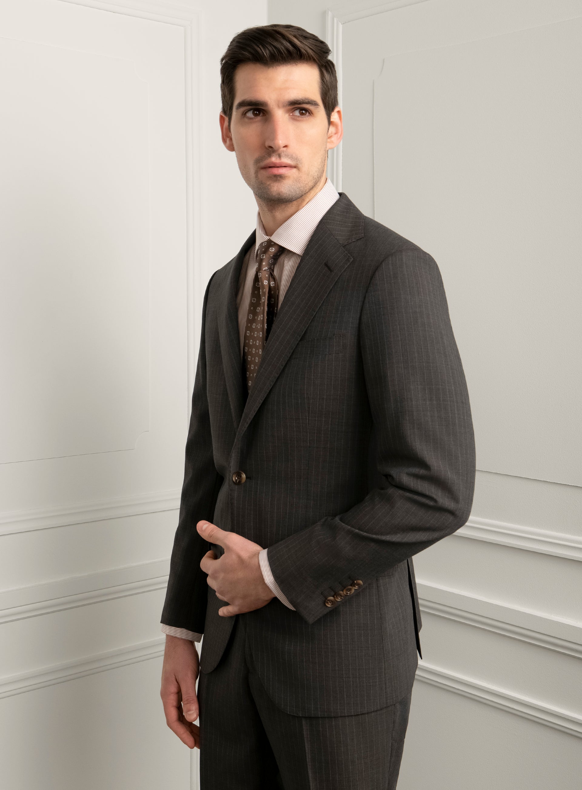 Ezio Chocolate Brown Pinstripe Suit