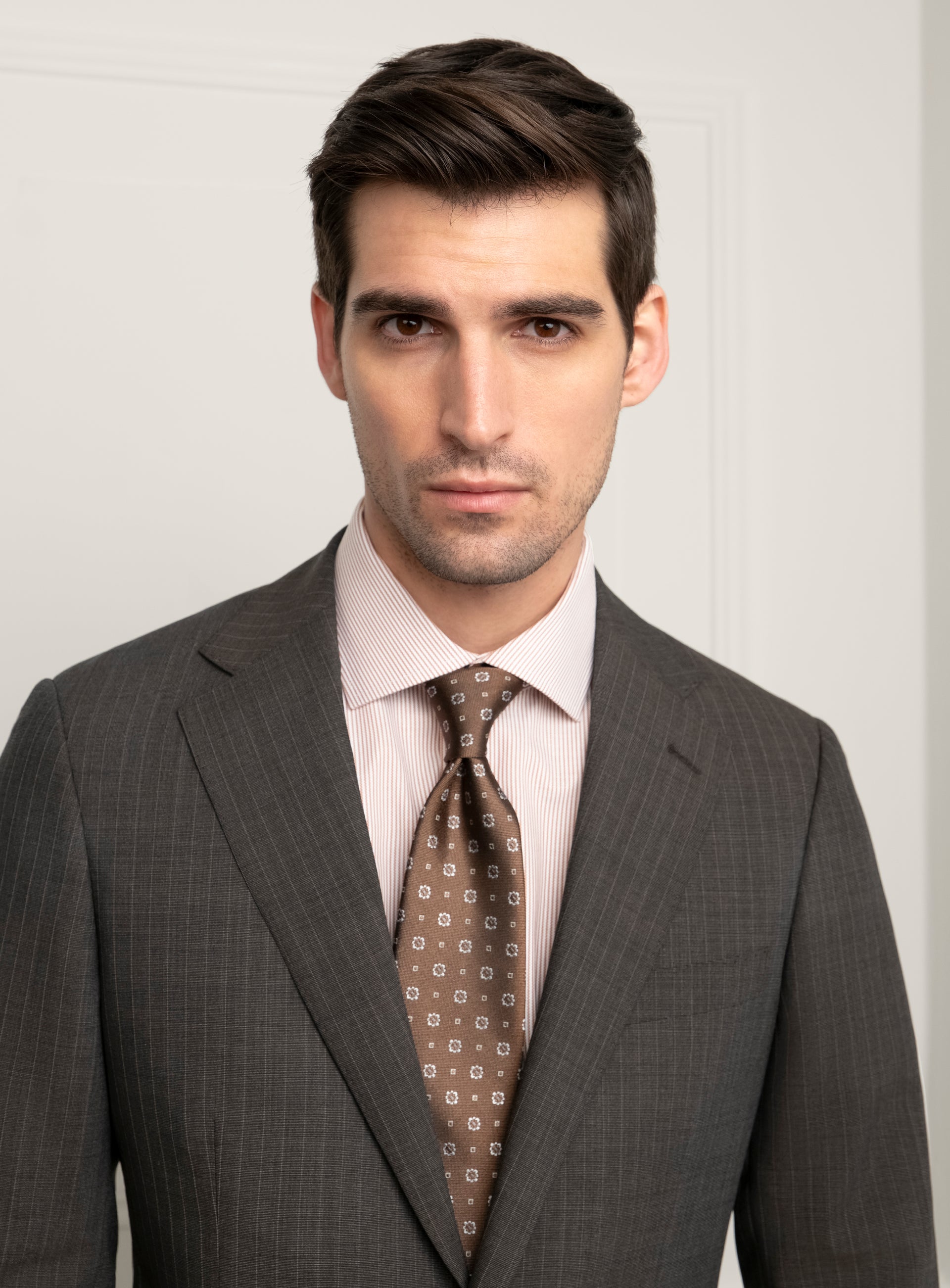 Ezio Chocolate Brown Pinstripe Suit