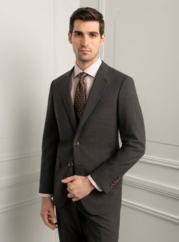 Ezio Chocolate Brown Pinstripe Suit