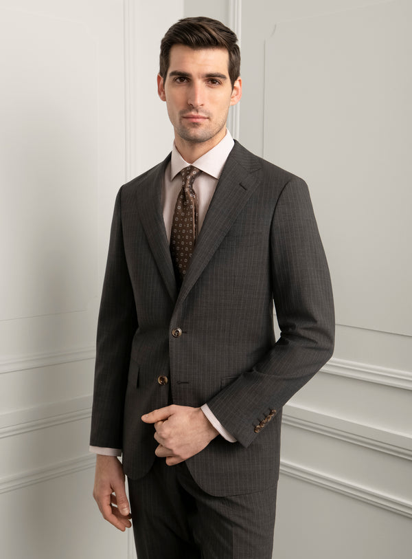 Ezio Chocolate Brown Pinstripe Suit