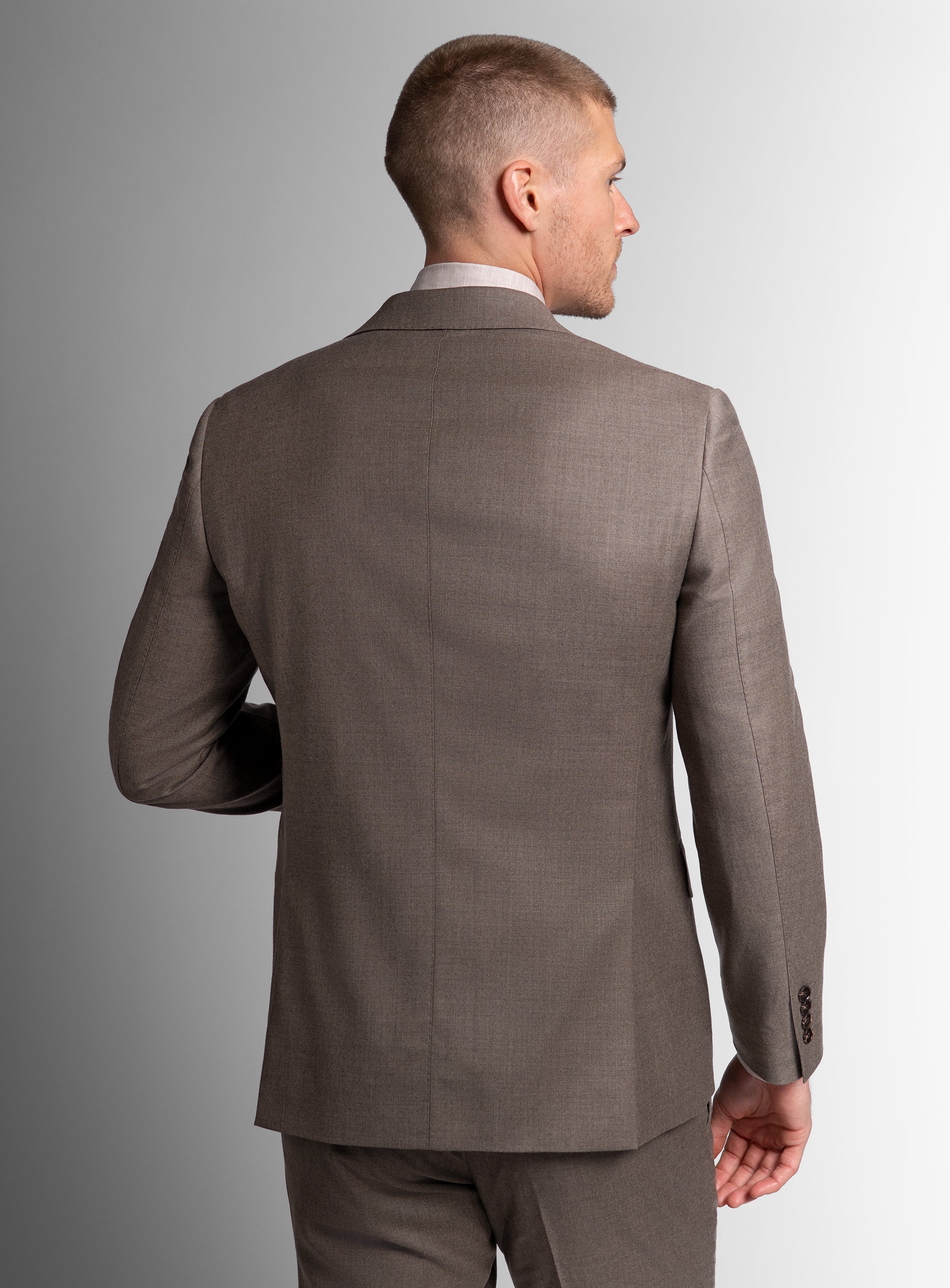 The back of the Tattaglia Twill Taupe Suit