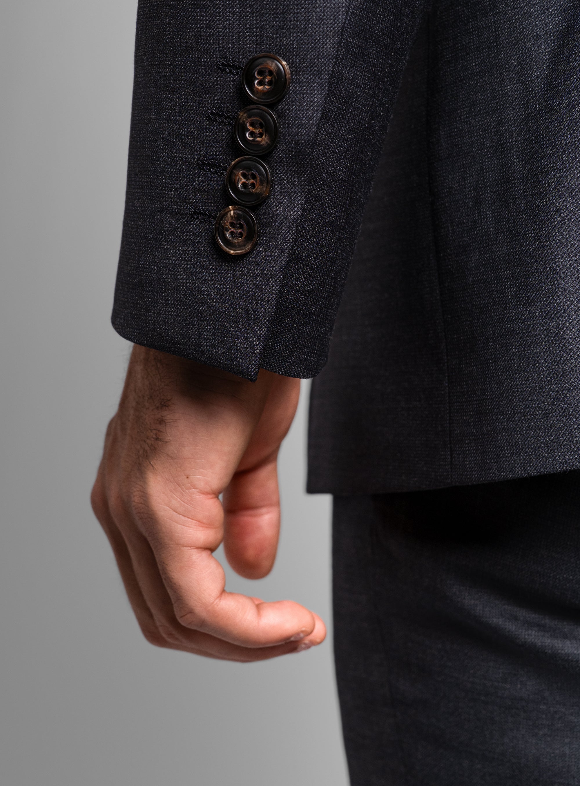 The sleeve on the Belmondo Charcoal Grey Suit