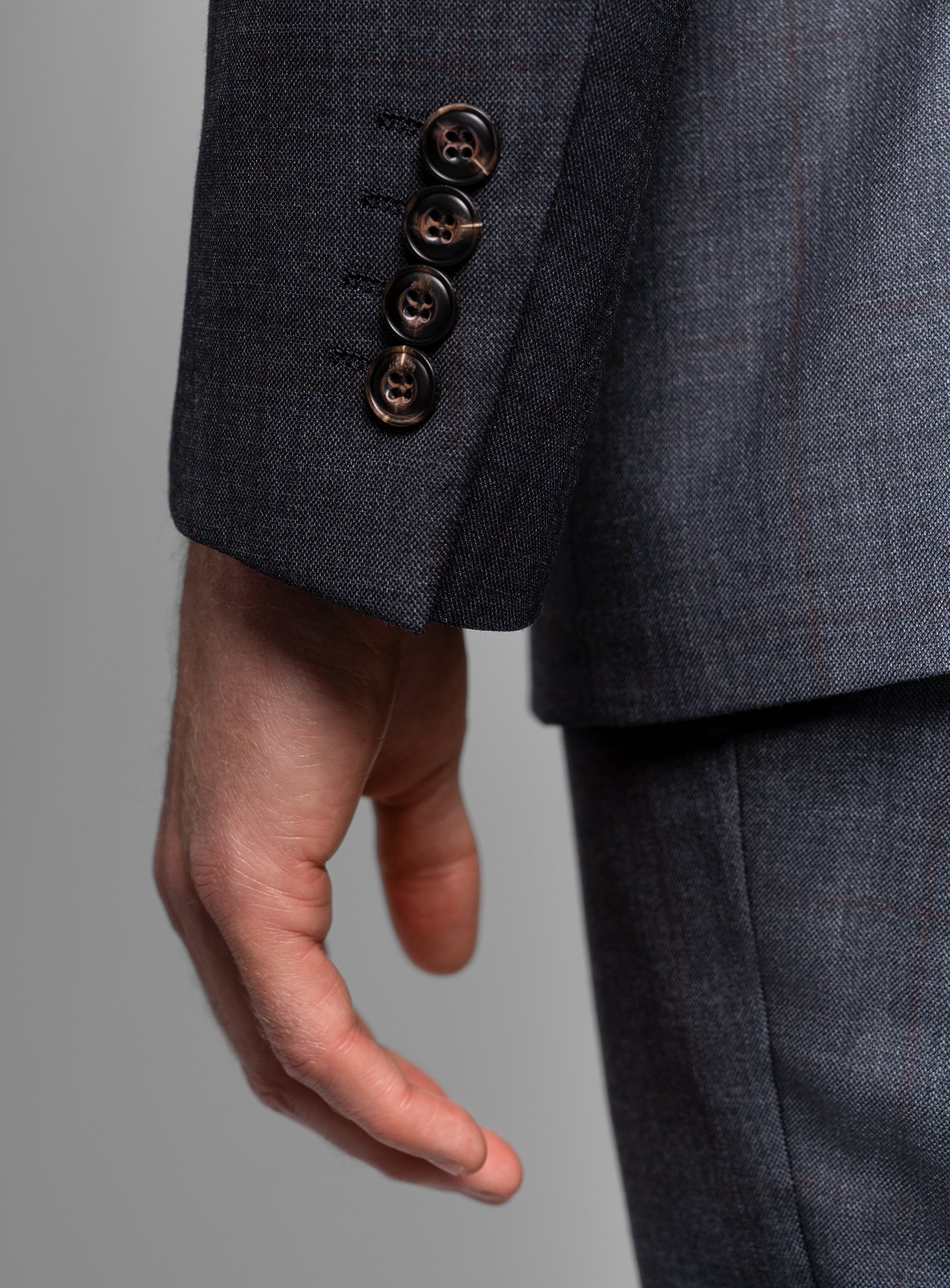 Sleeve of the Auditore Check Charcoal Grey Suit