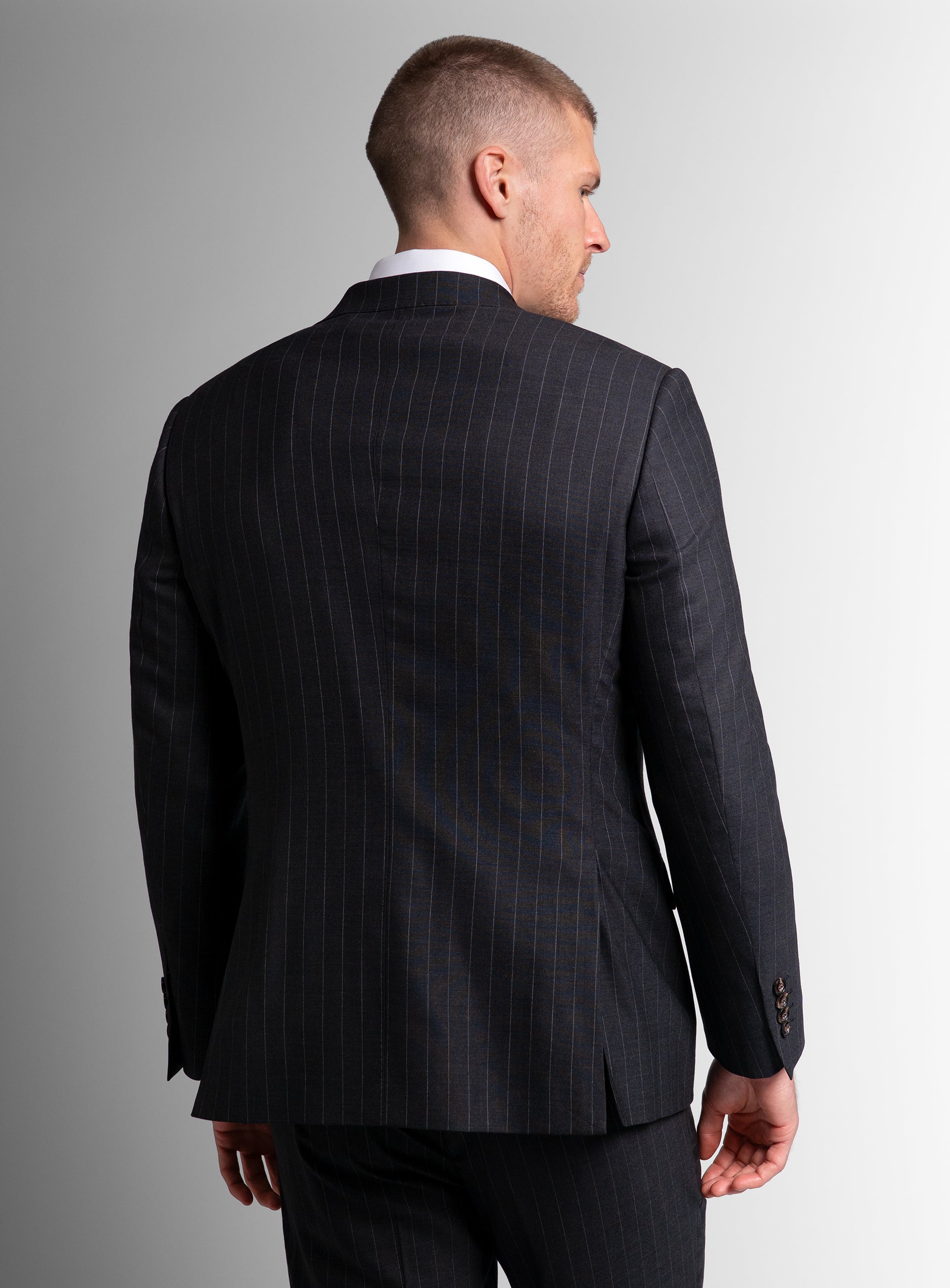 Back of the Petruccio Charcoal Pinstripe Suit
