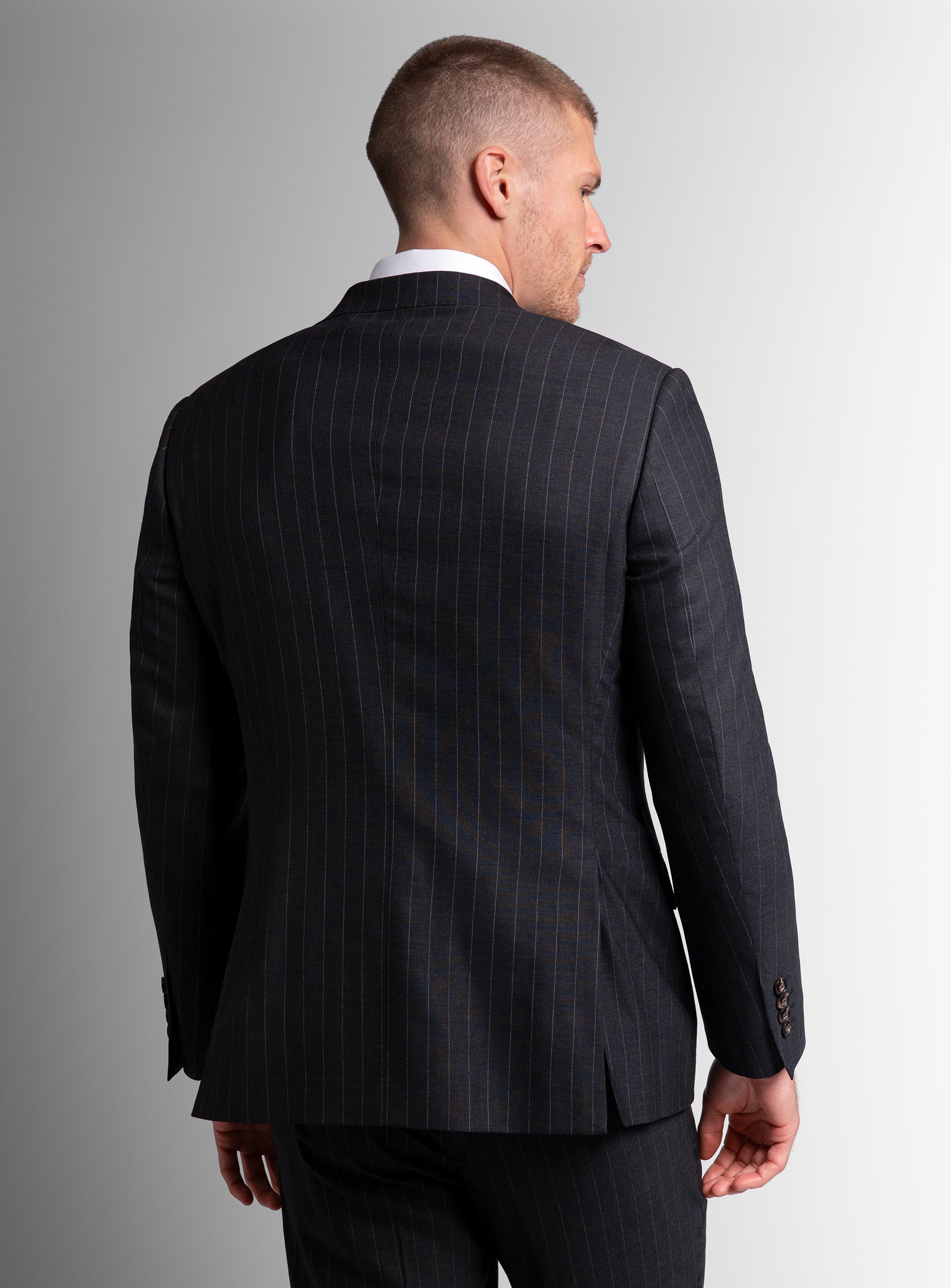 Back of the Petruccio Charcoal Pinstripe Suit