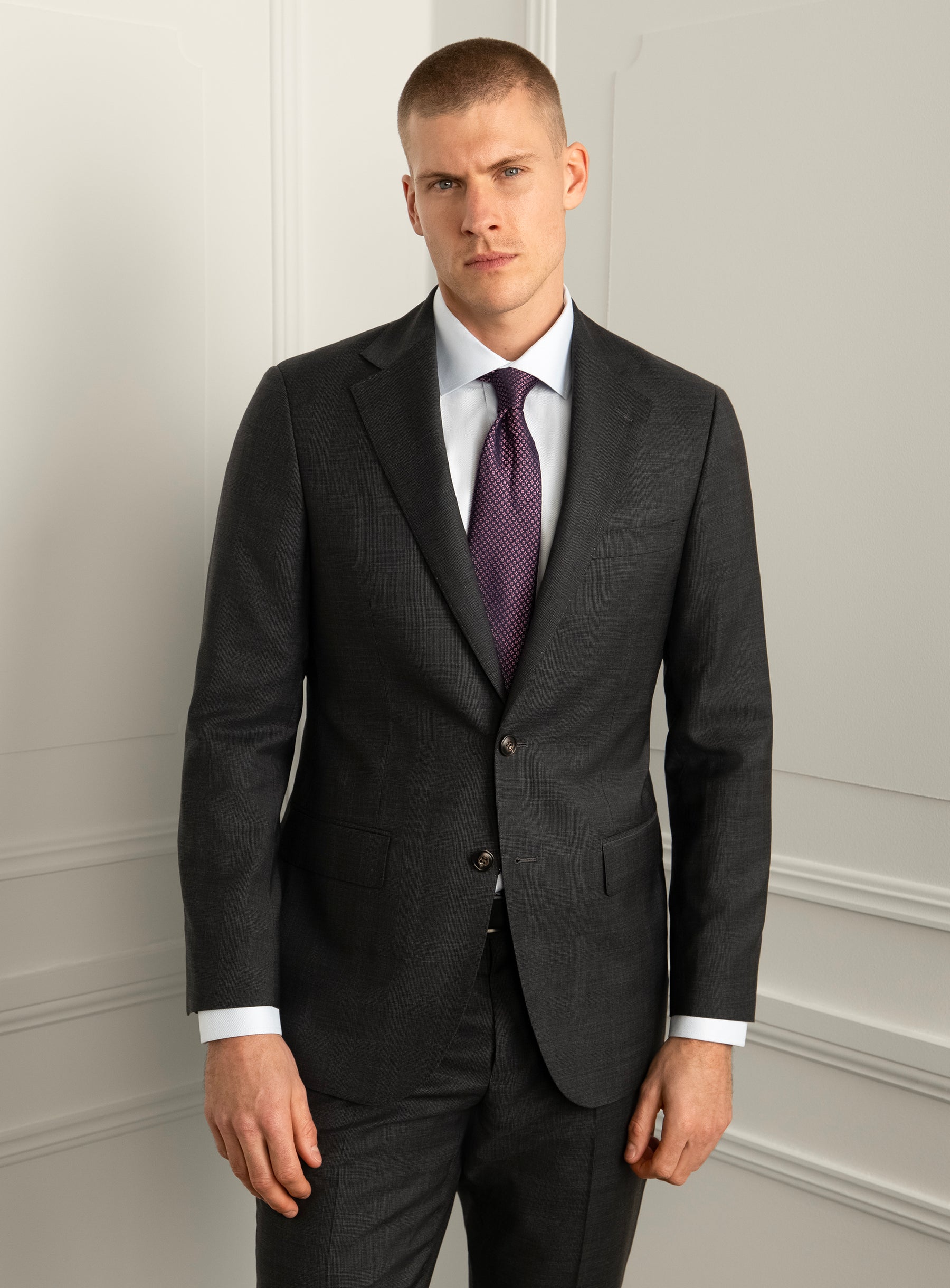 Cesare Plaid Charcoal Suit