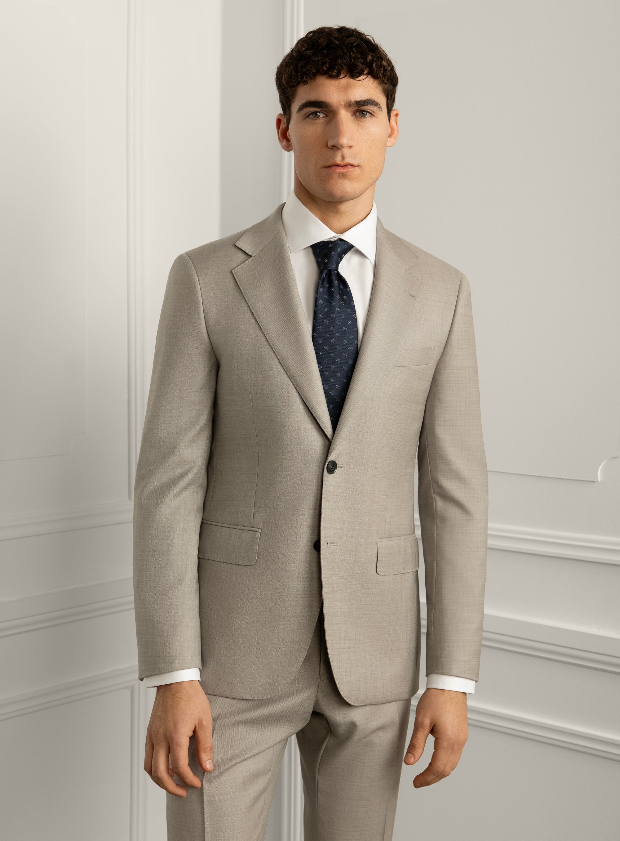Sforza Sharkskin Stone Beige Suit