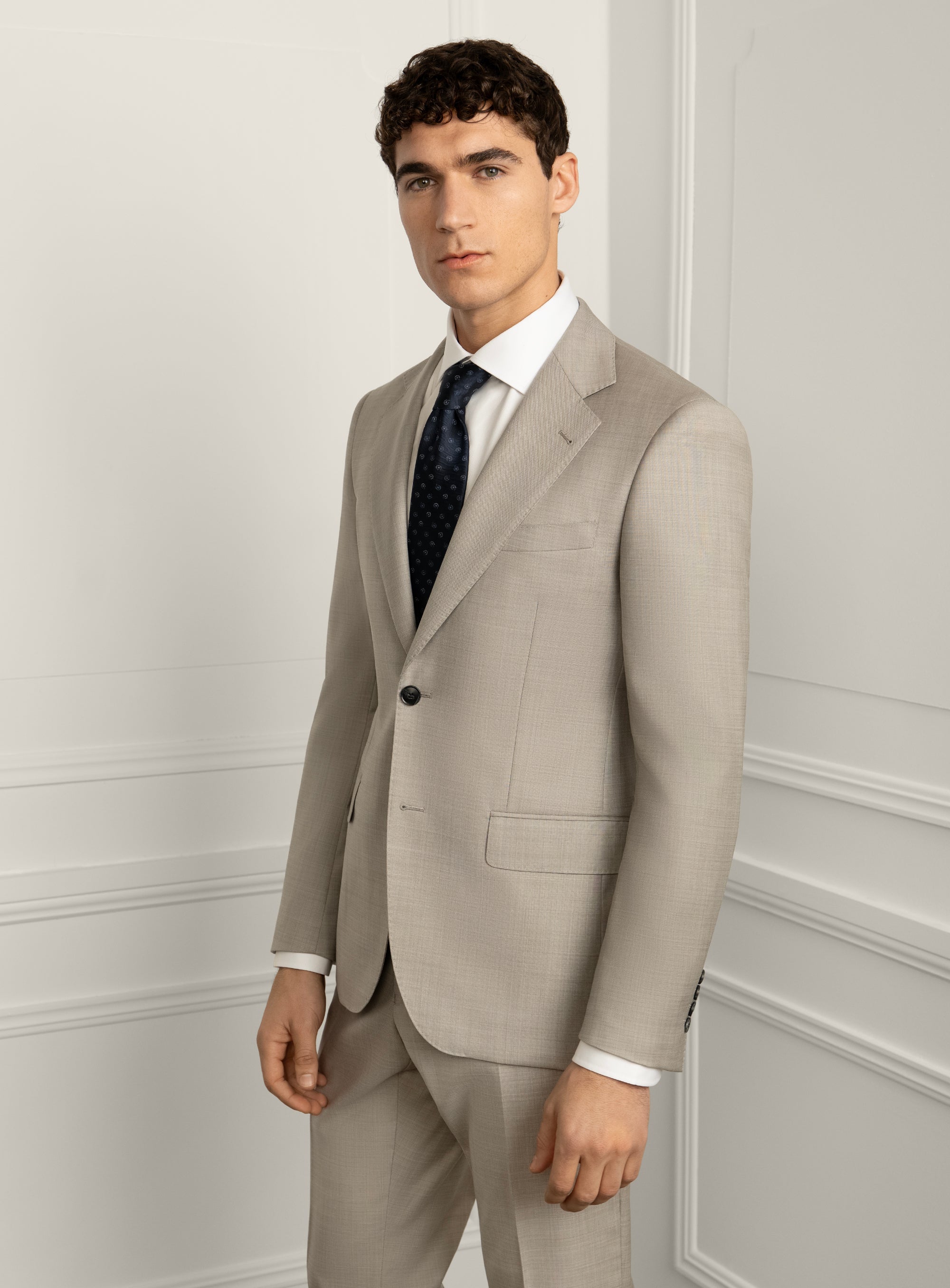 Sforza Sharkskin Stone Beige Suit