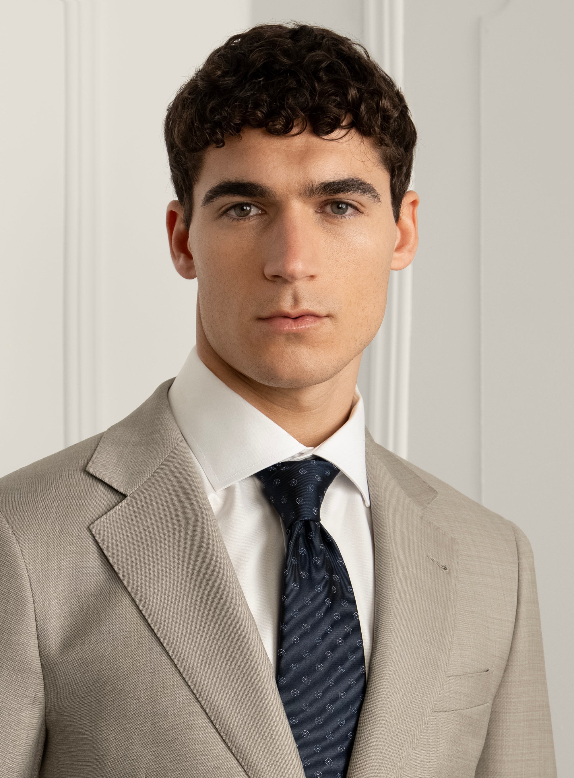 Sforza Sharkskin Stone Beige Suit