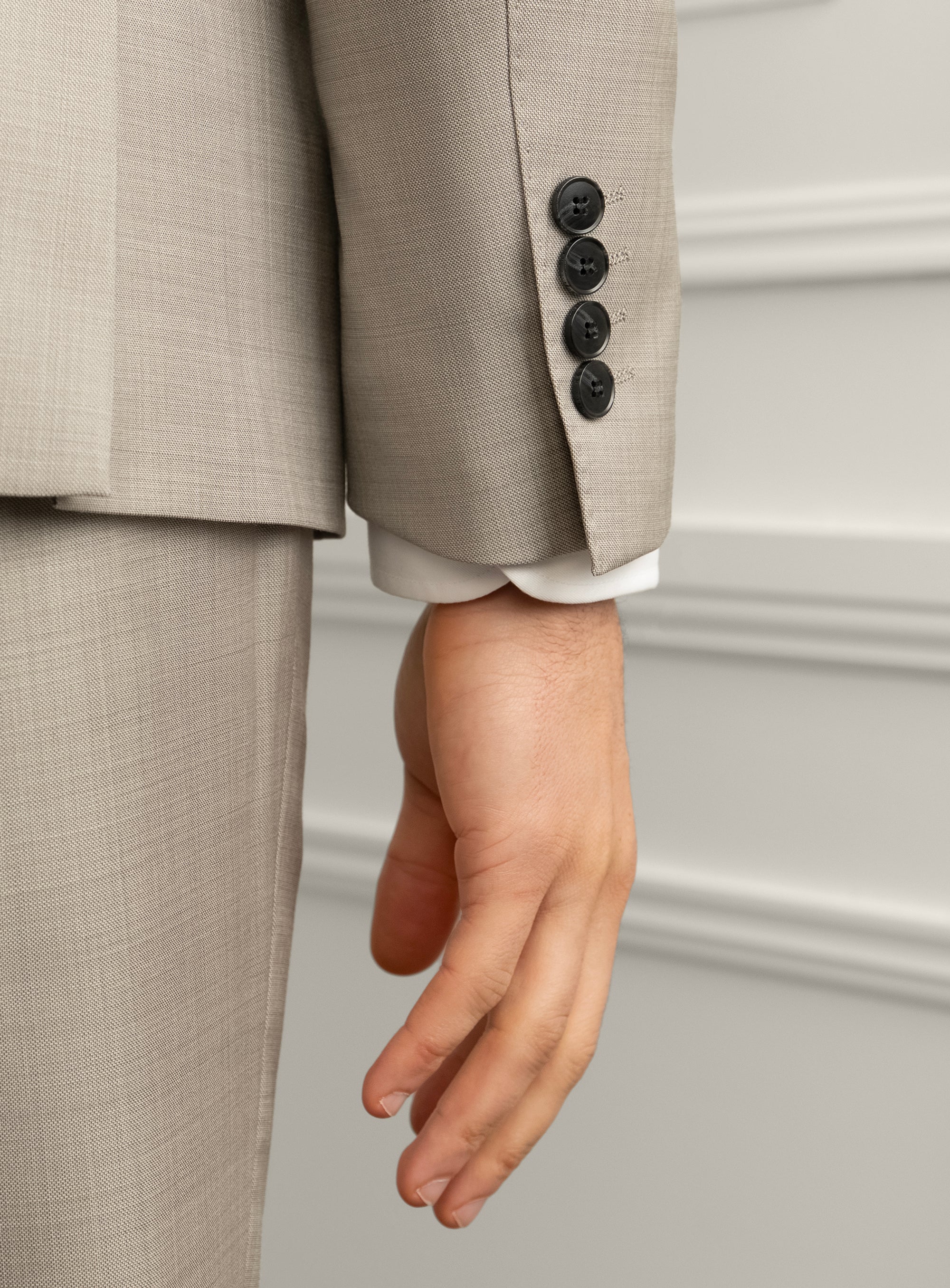 Sforza Sharkskin Stone Beige Suit