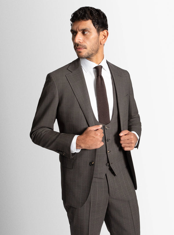 Belnades Striped Chocolate Brown Suit