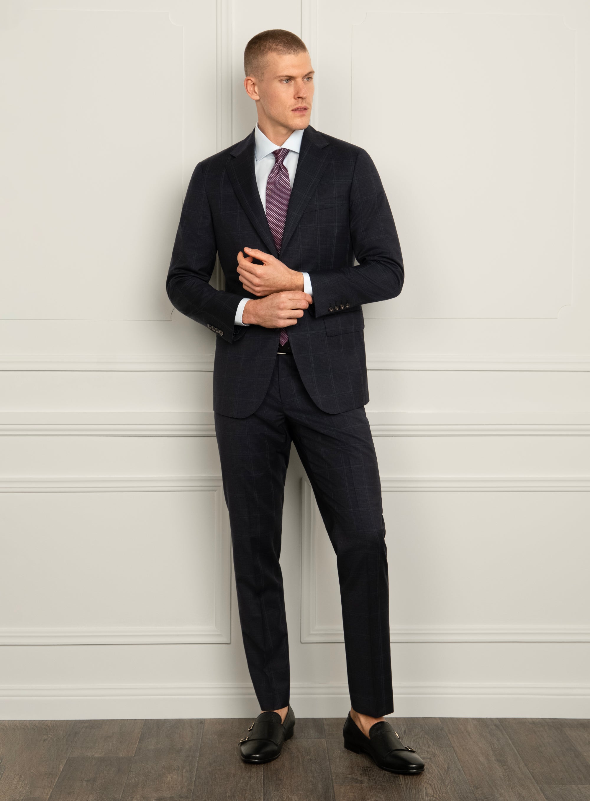 Giovanni Navy Plaid Suit
