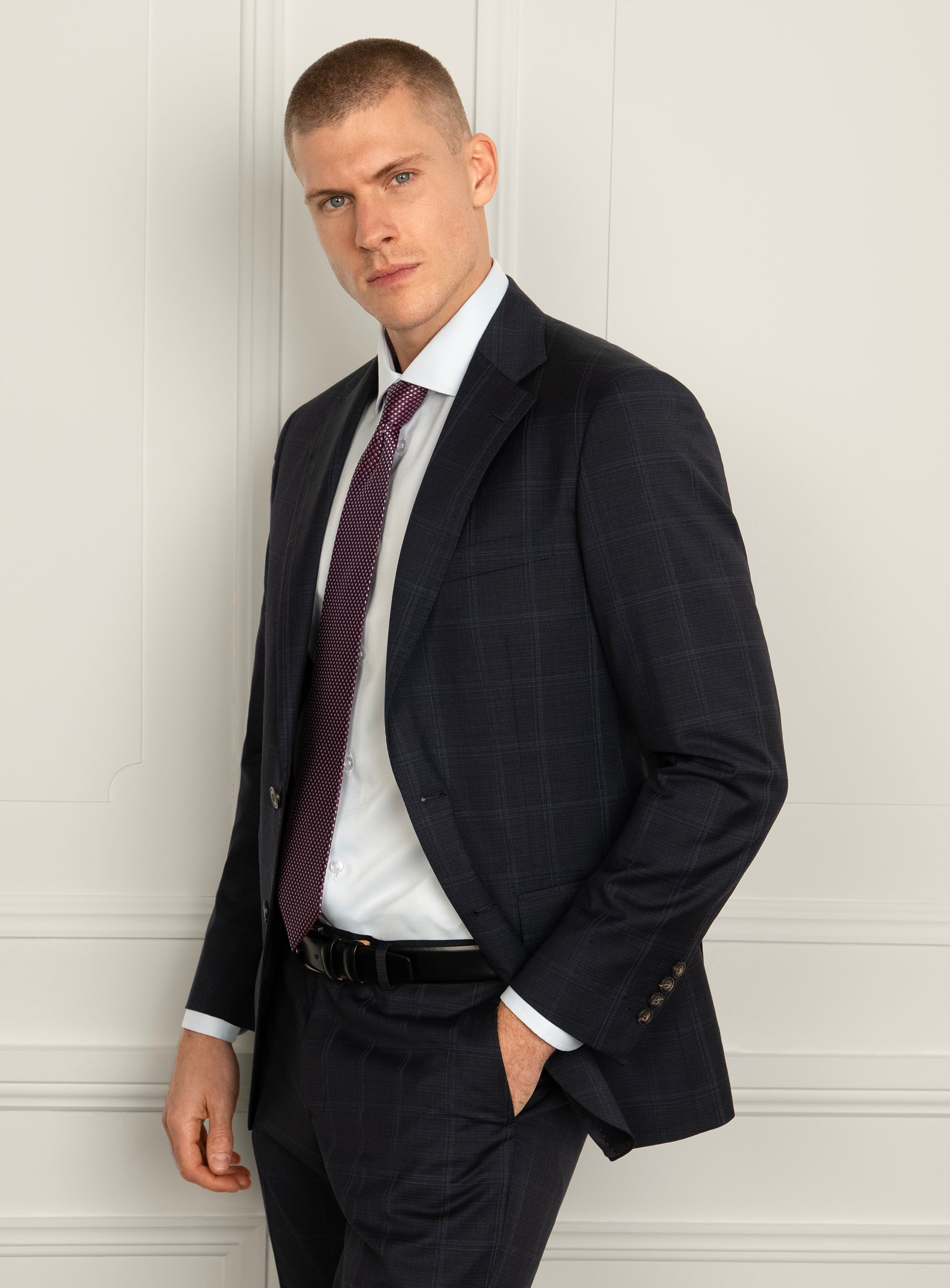 Giovanni Navy Plaid Suit