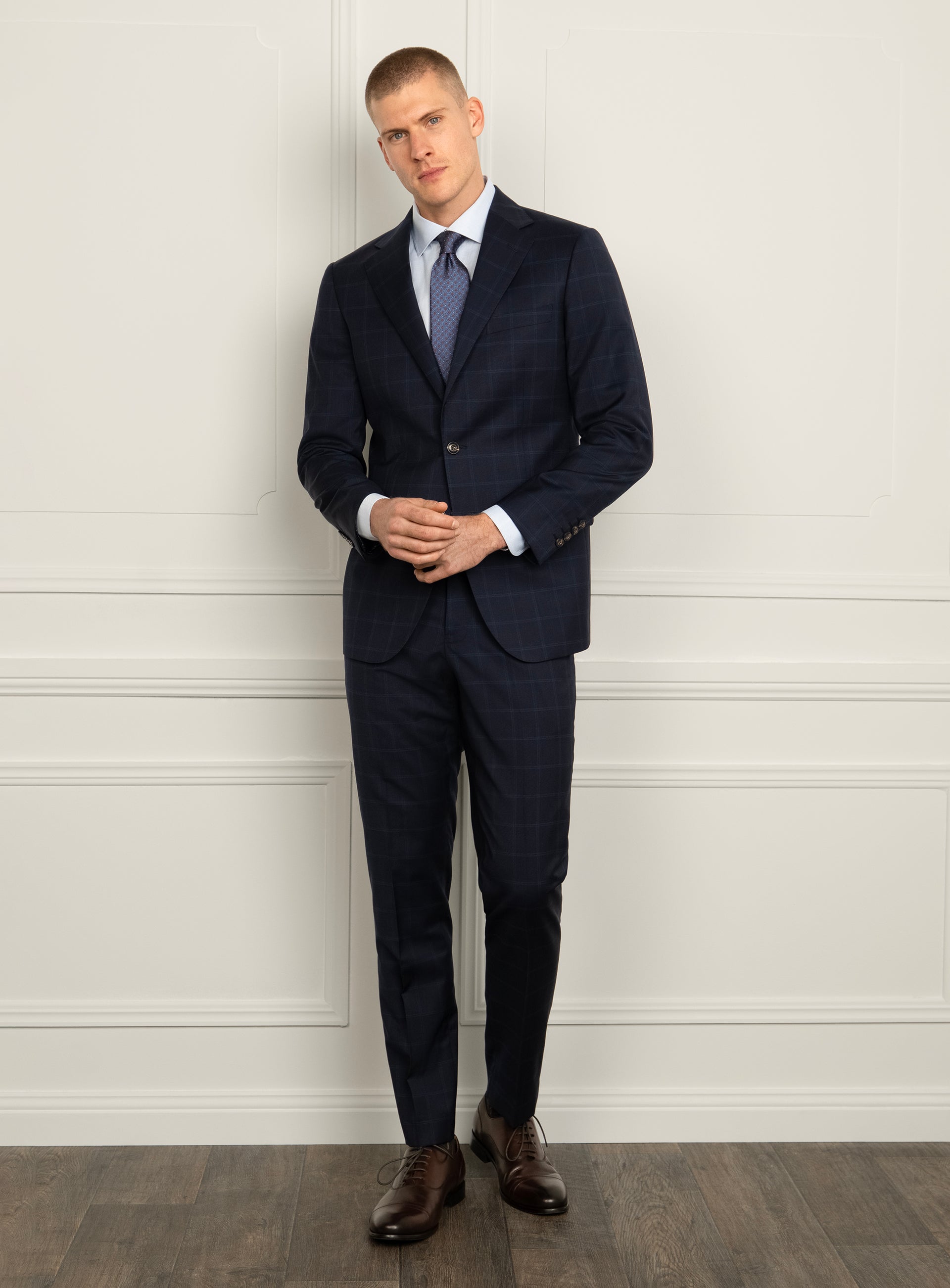 Borgia Plaid Navy Suit