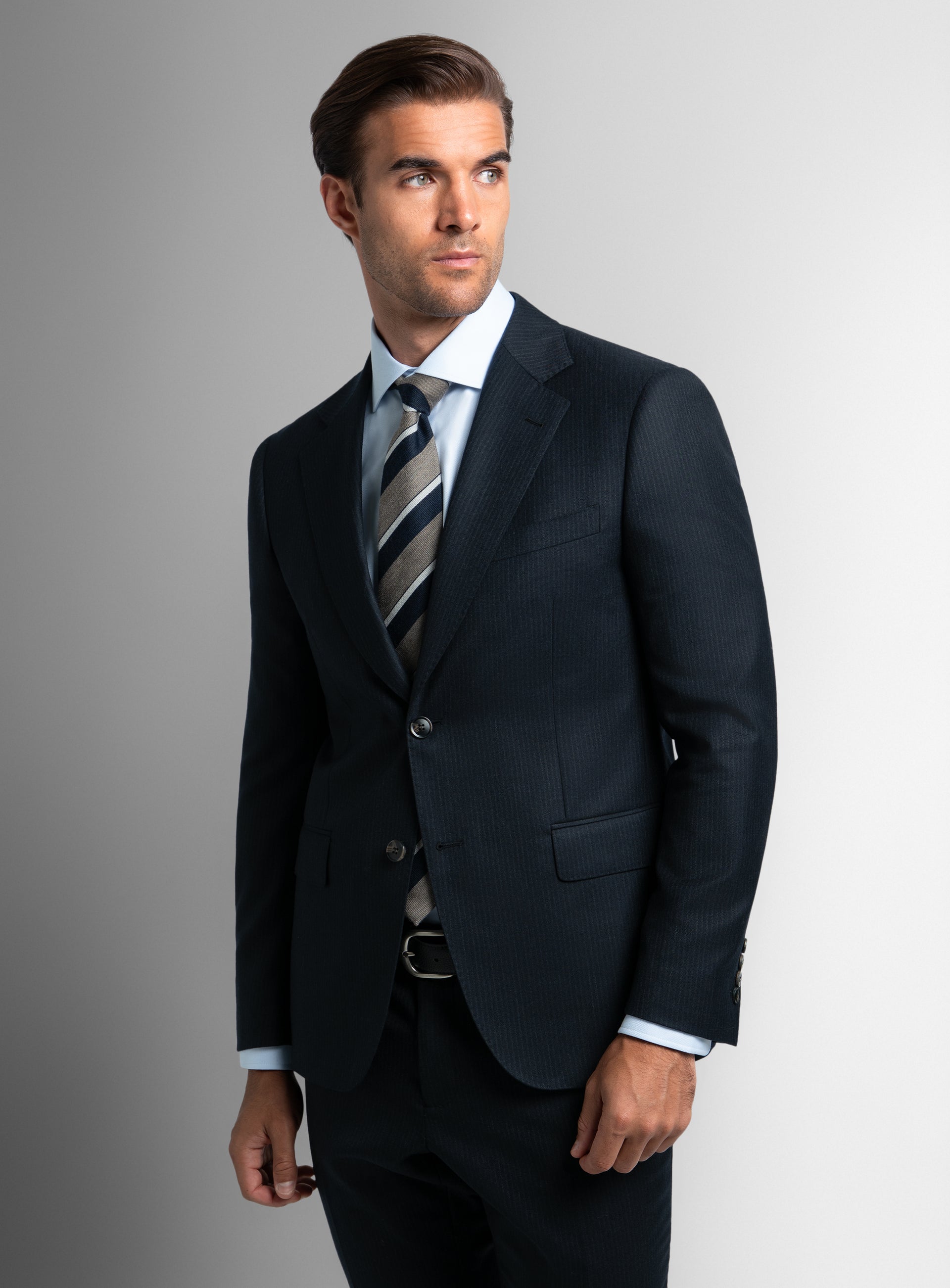 Vieri Flannel Stripe Navy Suit