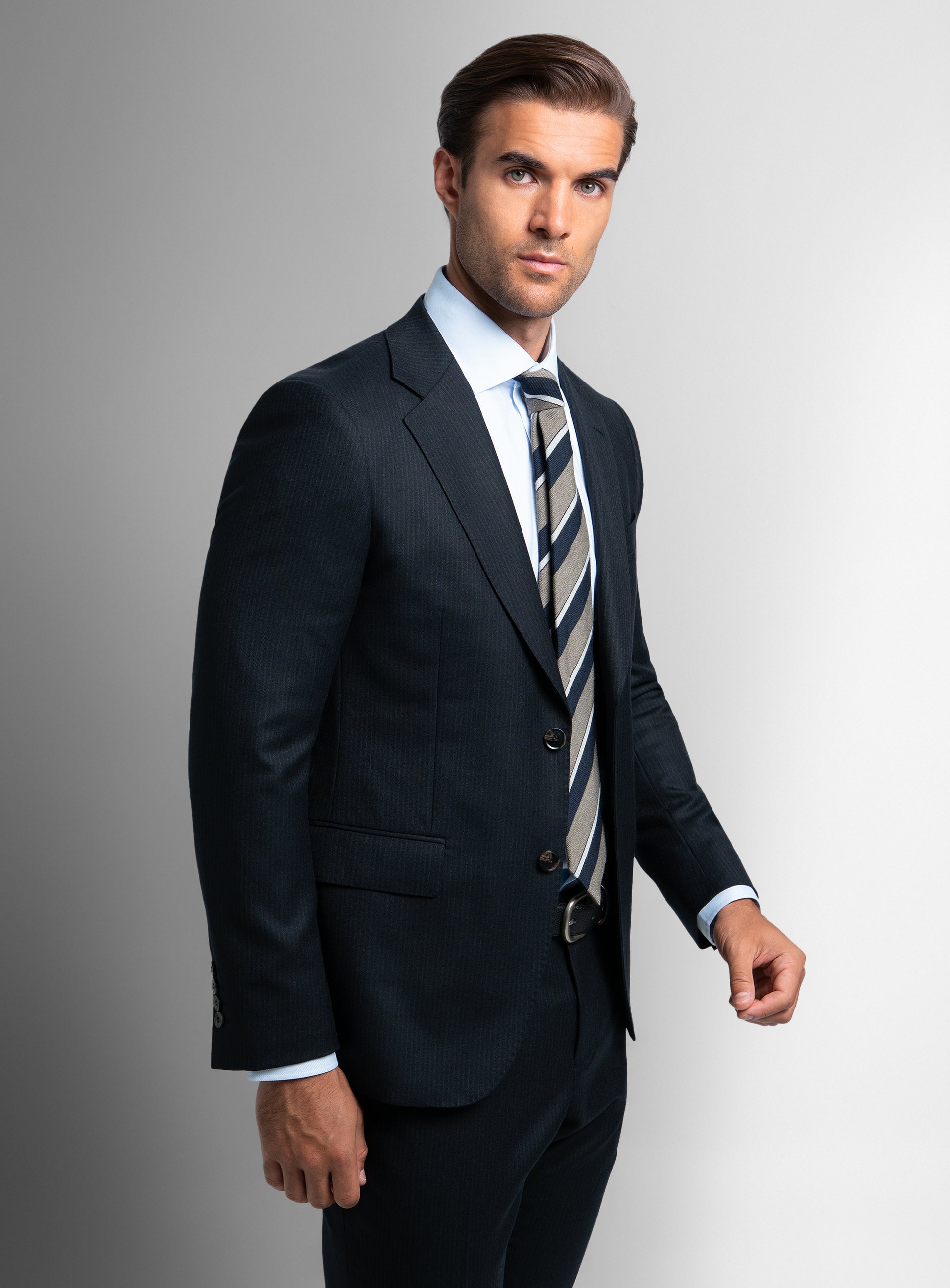 Vieri Flannel Stripe Navy Suit