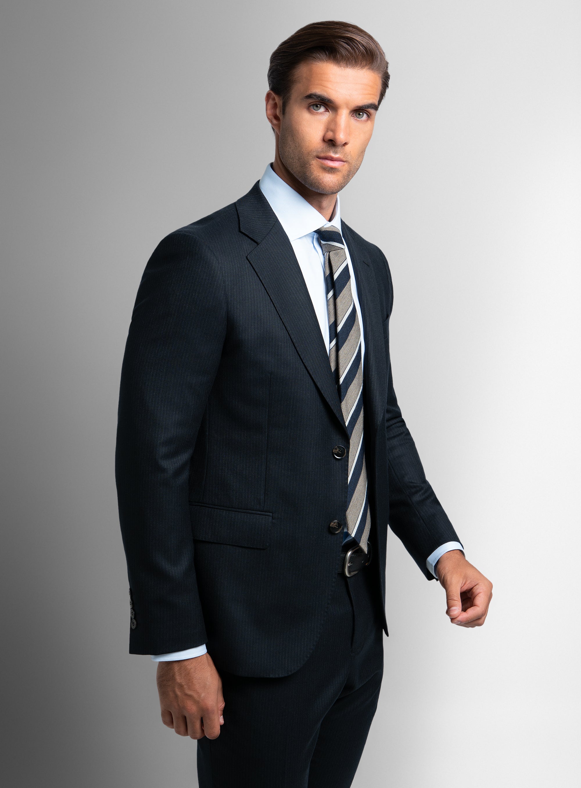 Vieri Flannel Stripe Navy Suit