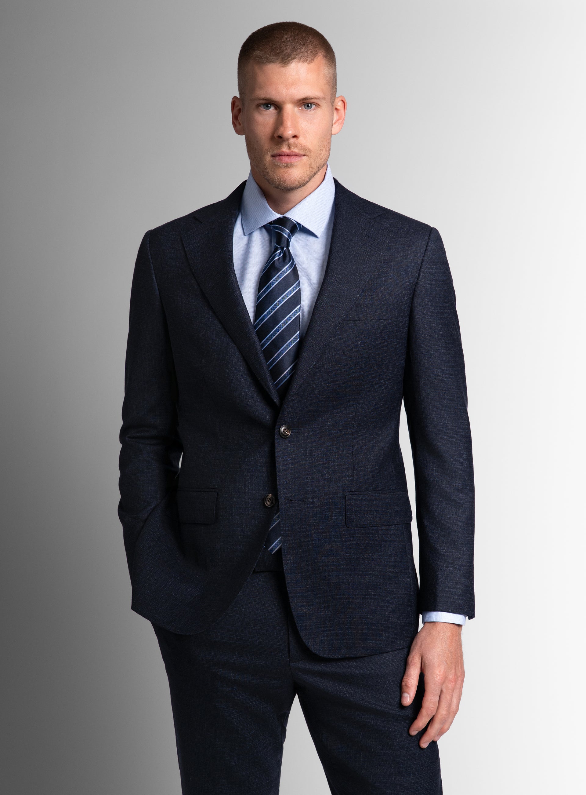 Vincenzo Textured Navy Suit