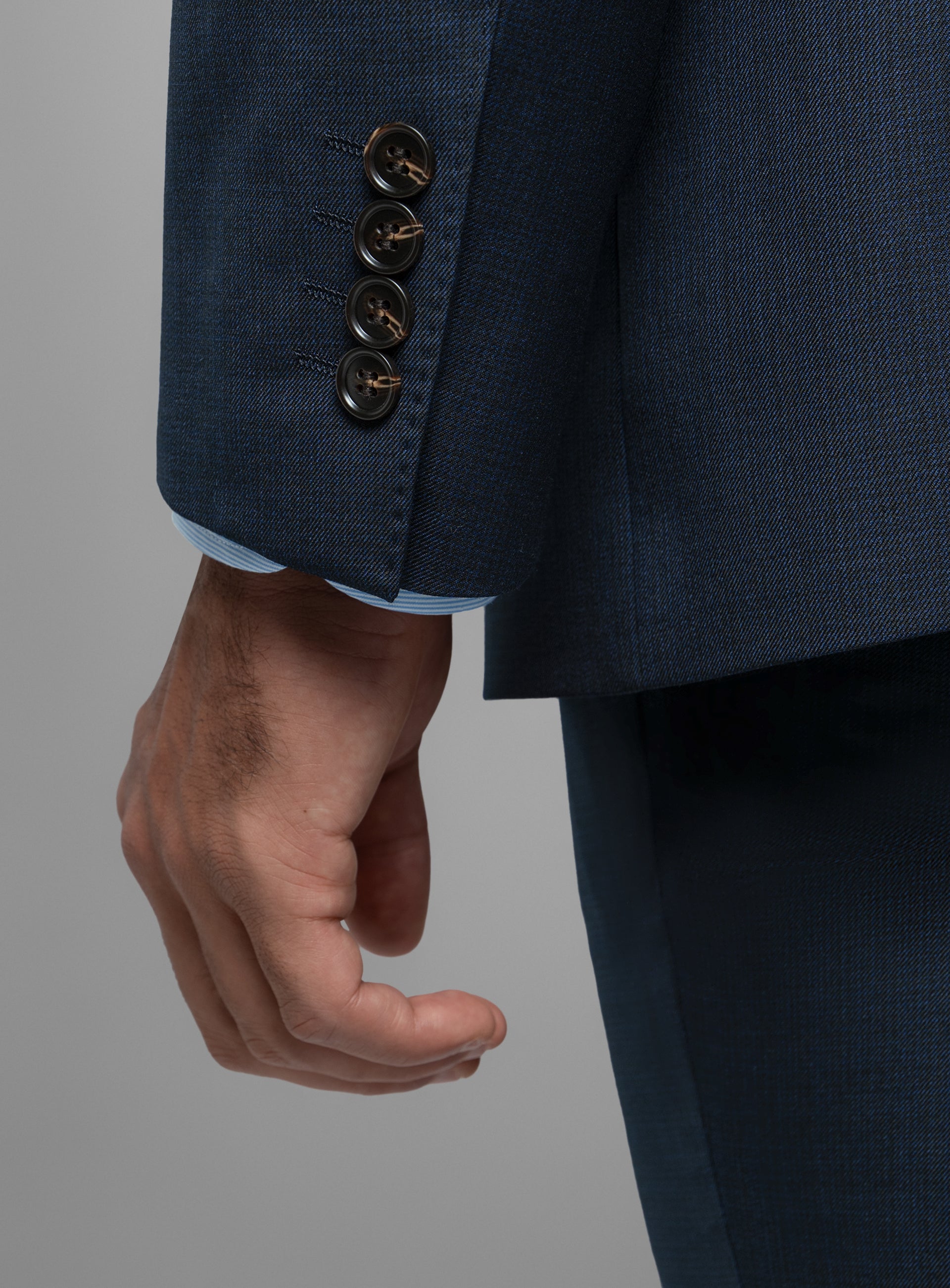 Close-up of the sleeves on the Vasquez Textured Navy Suit